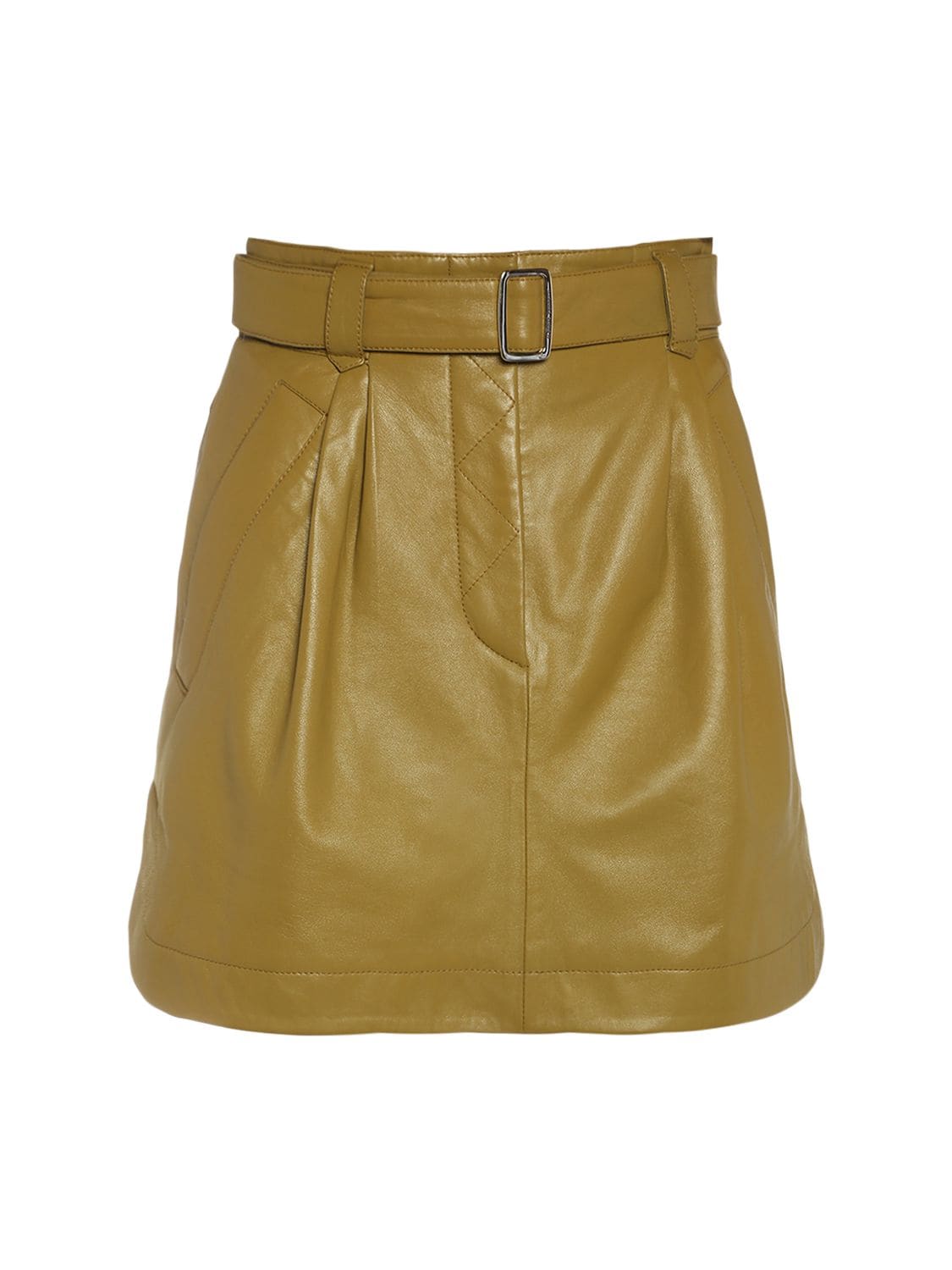 Belted Leather Mini Skirt