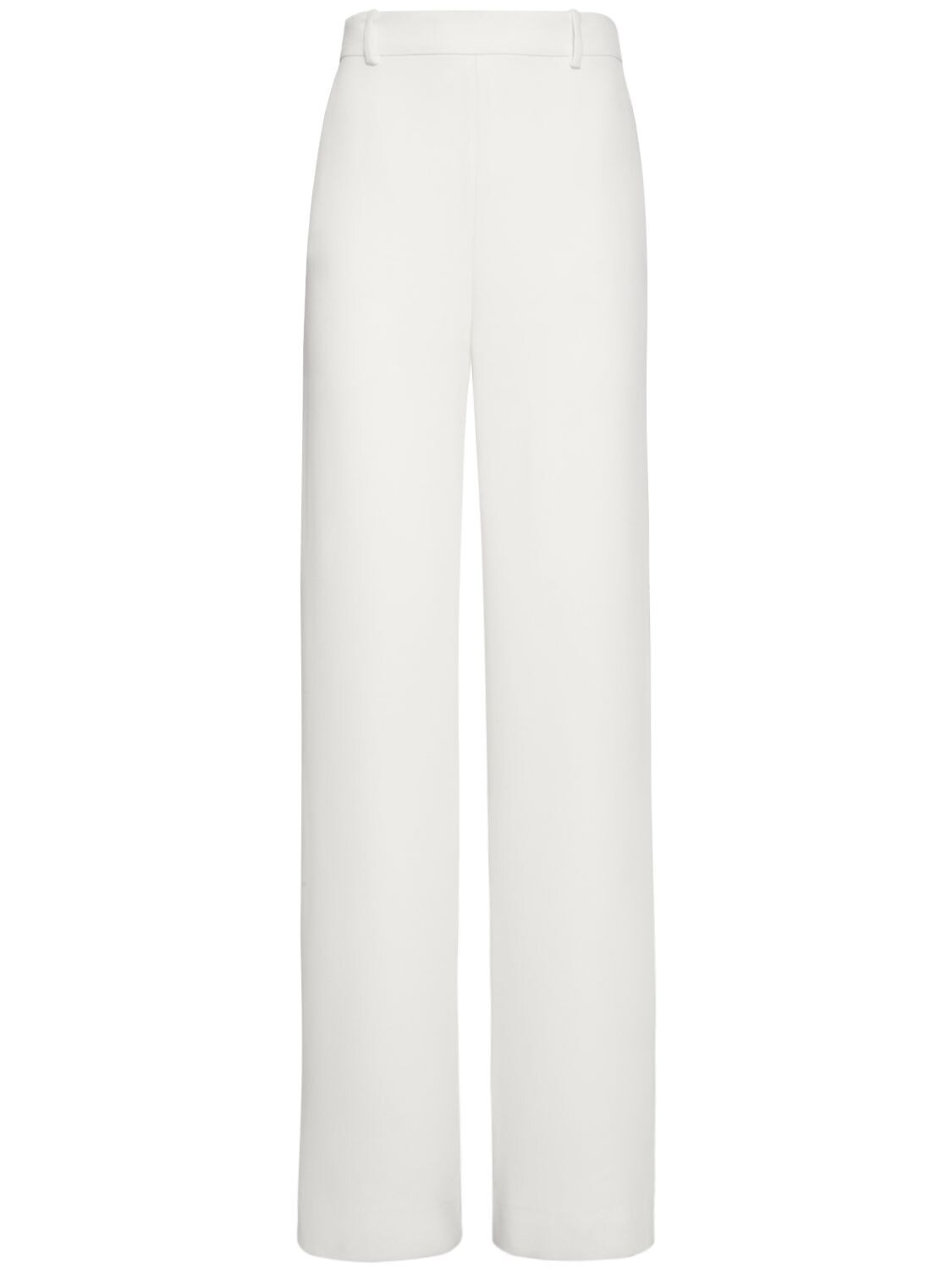 Shop Valentino Silk Cady High Rise Wide Pants In Ivory