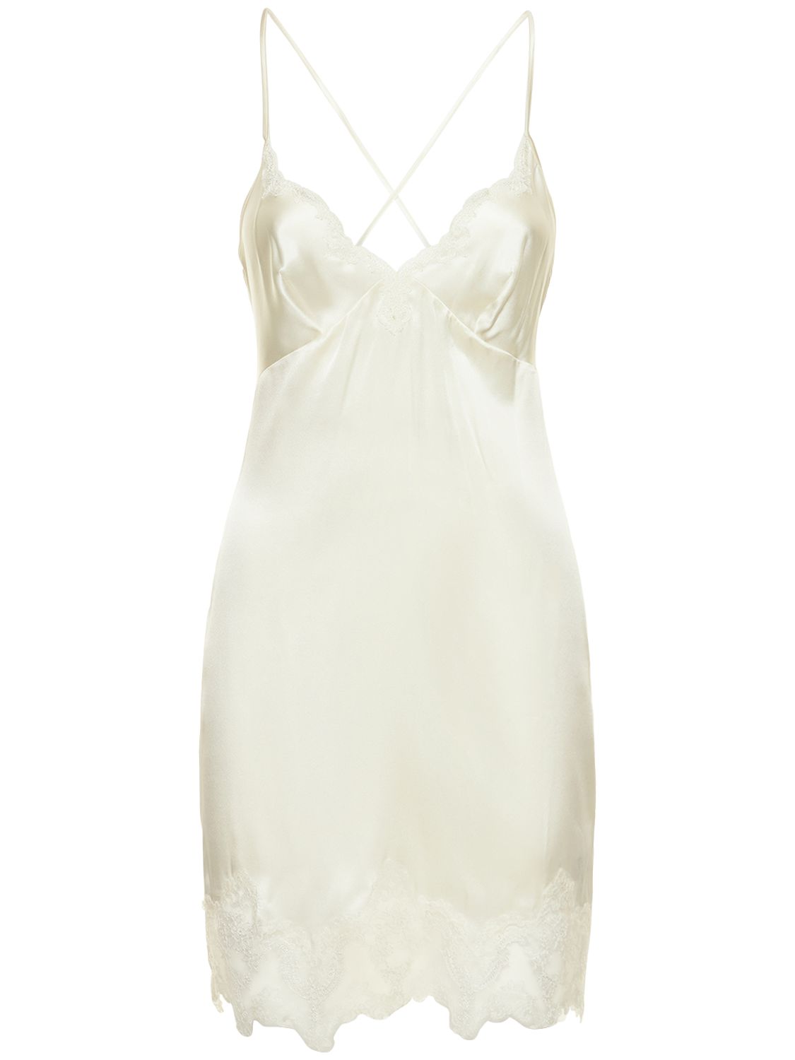 Ermanno Scervino Silk & Lace Camisole Mini Dress In White | ModeSens