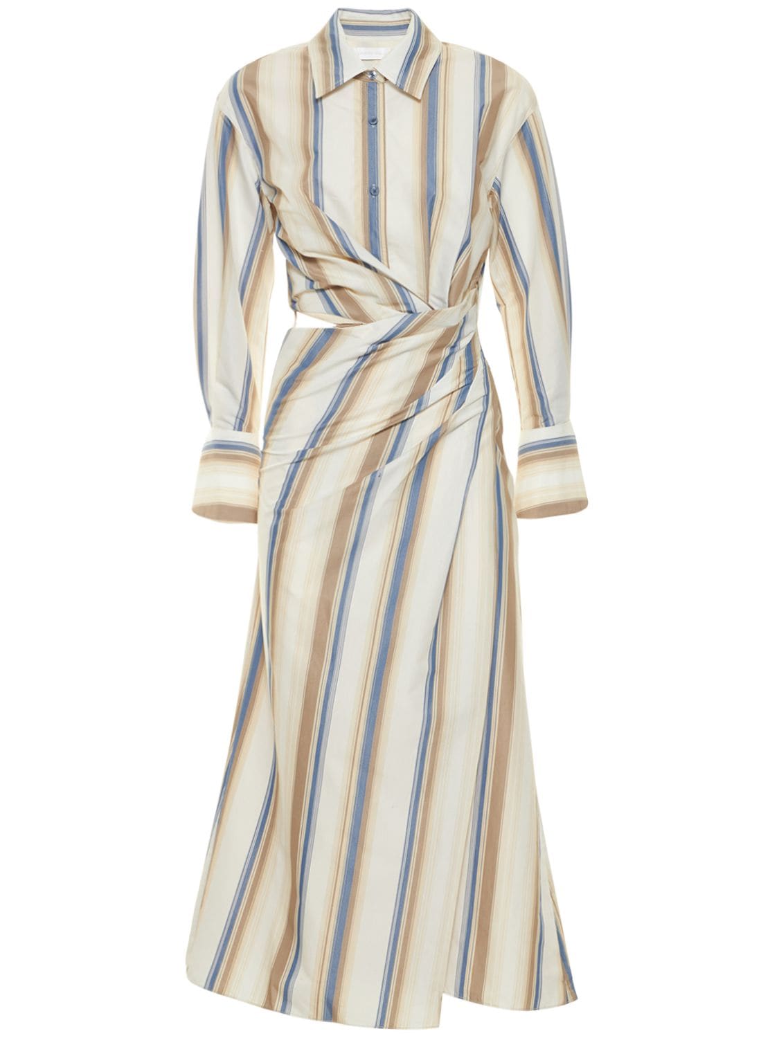 JONATHAN SIMKHAI Marge Striped Heavy Cotton Midi Dress