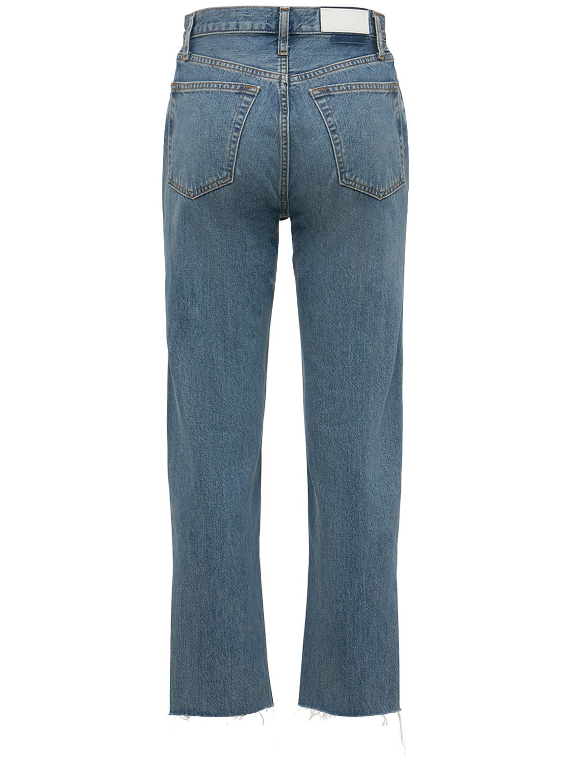 Shop Re/done 70s High Rise Stove Pipe Straight Jeans In Blue