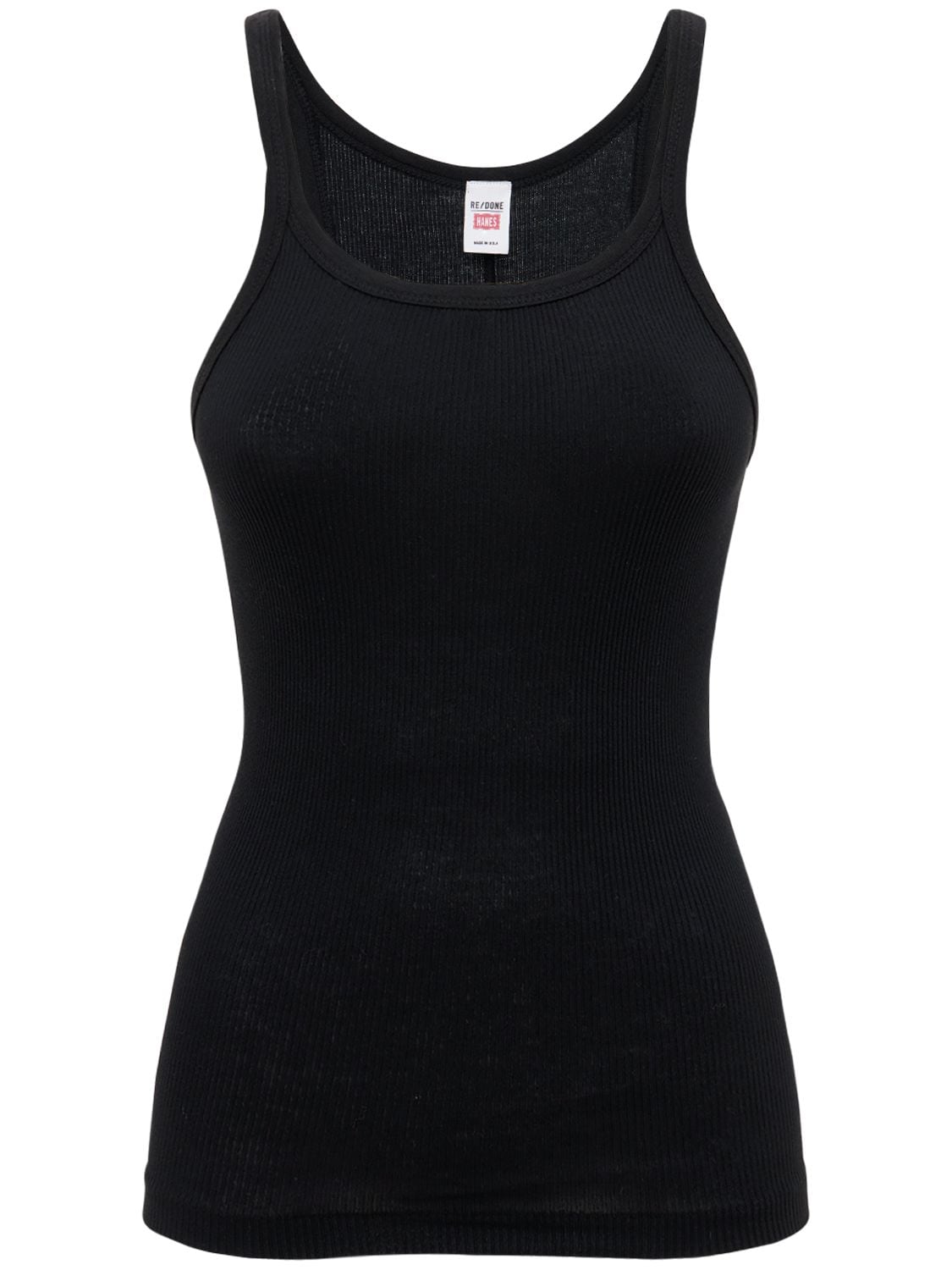 Shop Re/done Ribbed Tank Top In Black