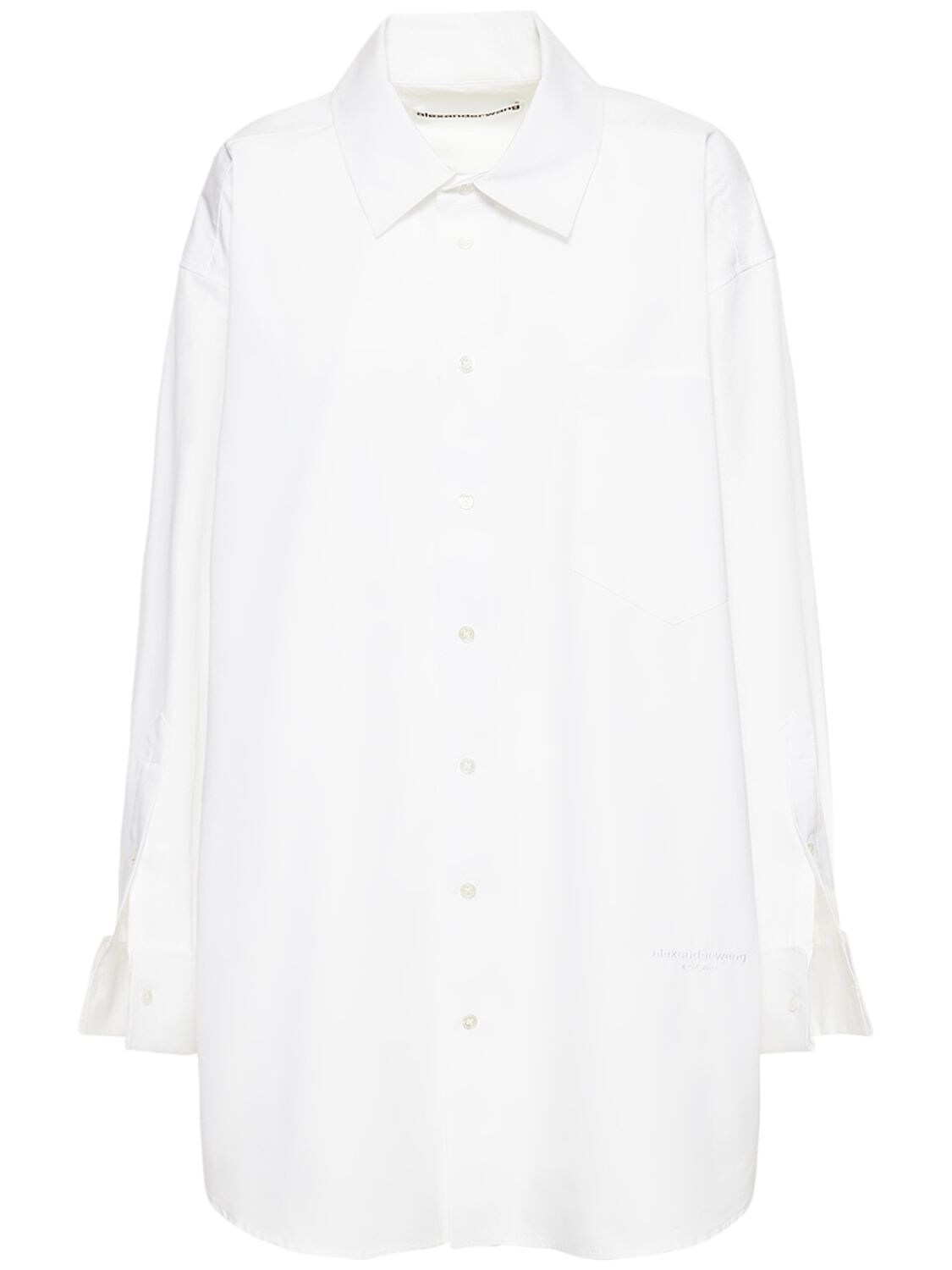 ALEXANDER WANG Oversize Cotton Poplin Mini Shirt Dress