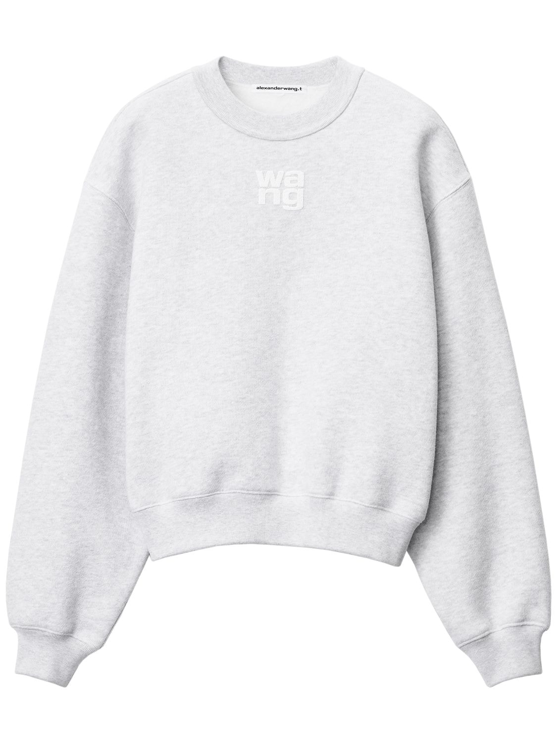 Shop Alexander Wang Essential Logo Cotton Jersey Sweatshirt In Grey