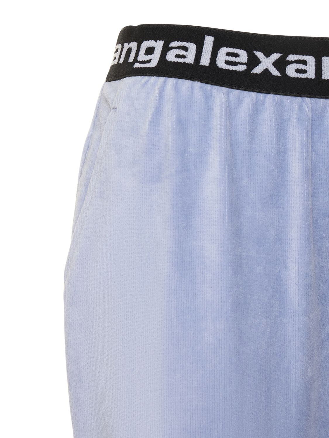 Shop Alexander Wang Stretch Corduroy Sweatpants W/ Logo In Lilac