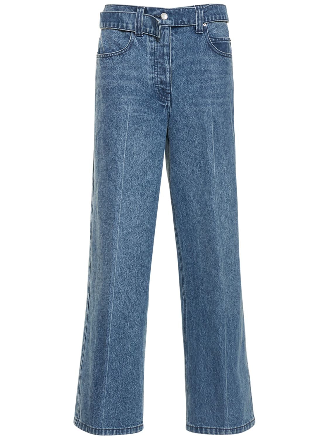 ALEXANDER WANG Raver Denim Cotton Wide Jeans W/ Belt