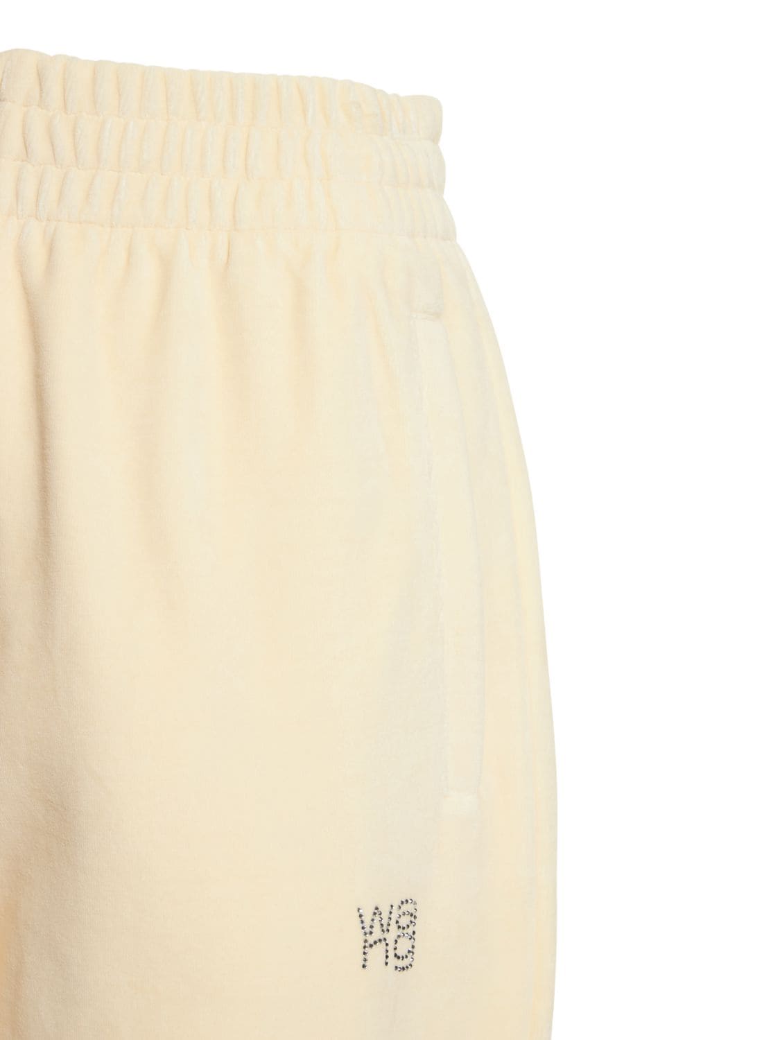 Alexander Wang Hotfix Logo Cotton Jersey Sweatpants In 화이트