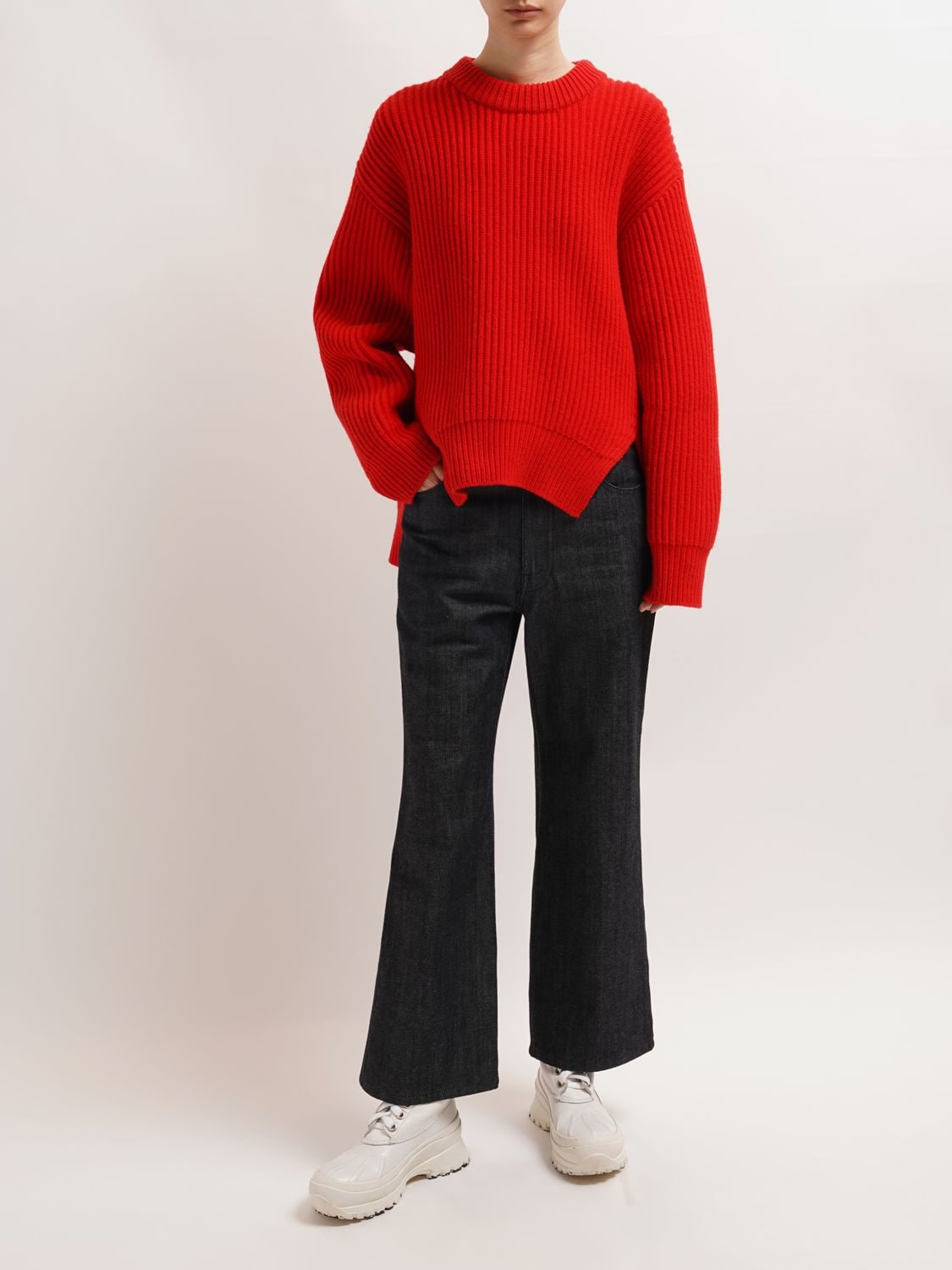 Jil Sander Chunky Wool Knit Sweater In Red | ModeSens