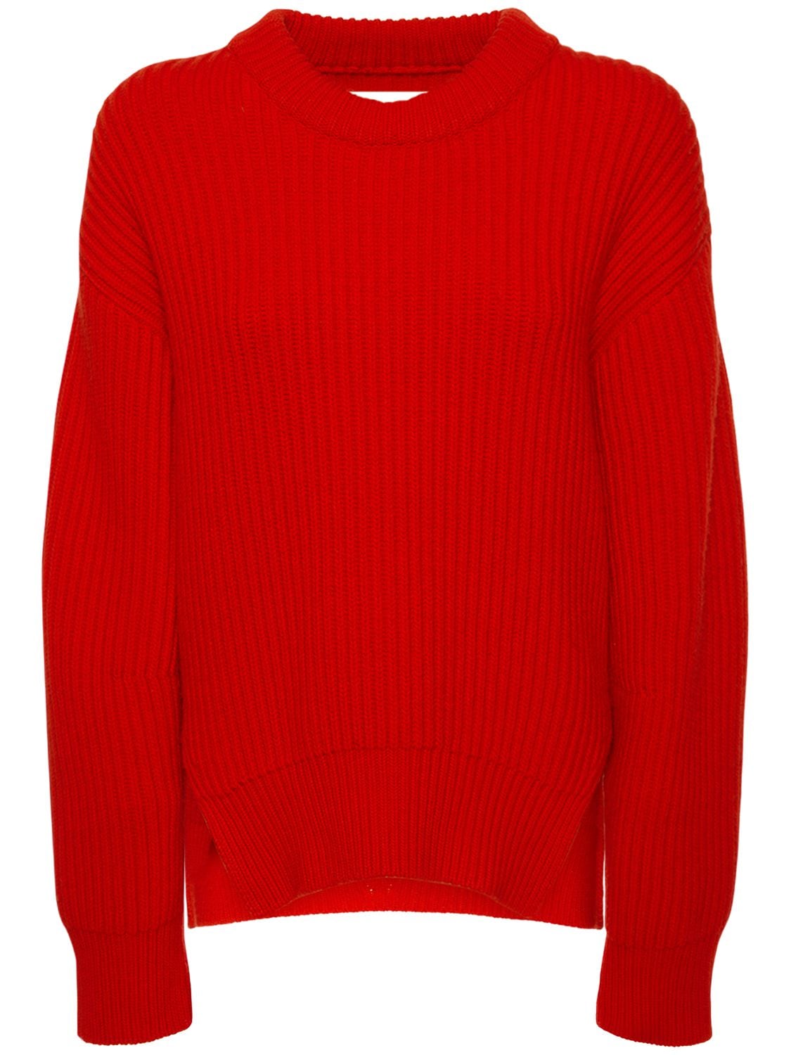 Jil Sander Chunky Wool Knit Sweater In Red | ModeSens