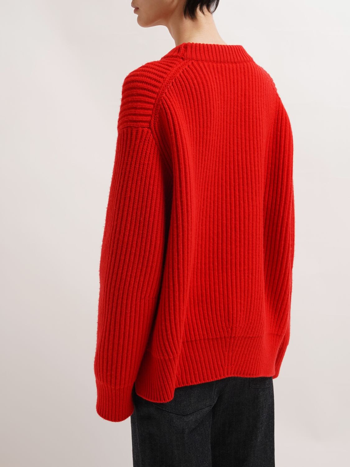 Jil Sander Chunky Wool Knit Sweater In Red | ModeSens