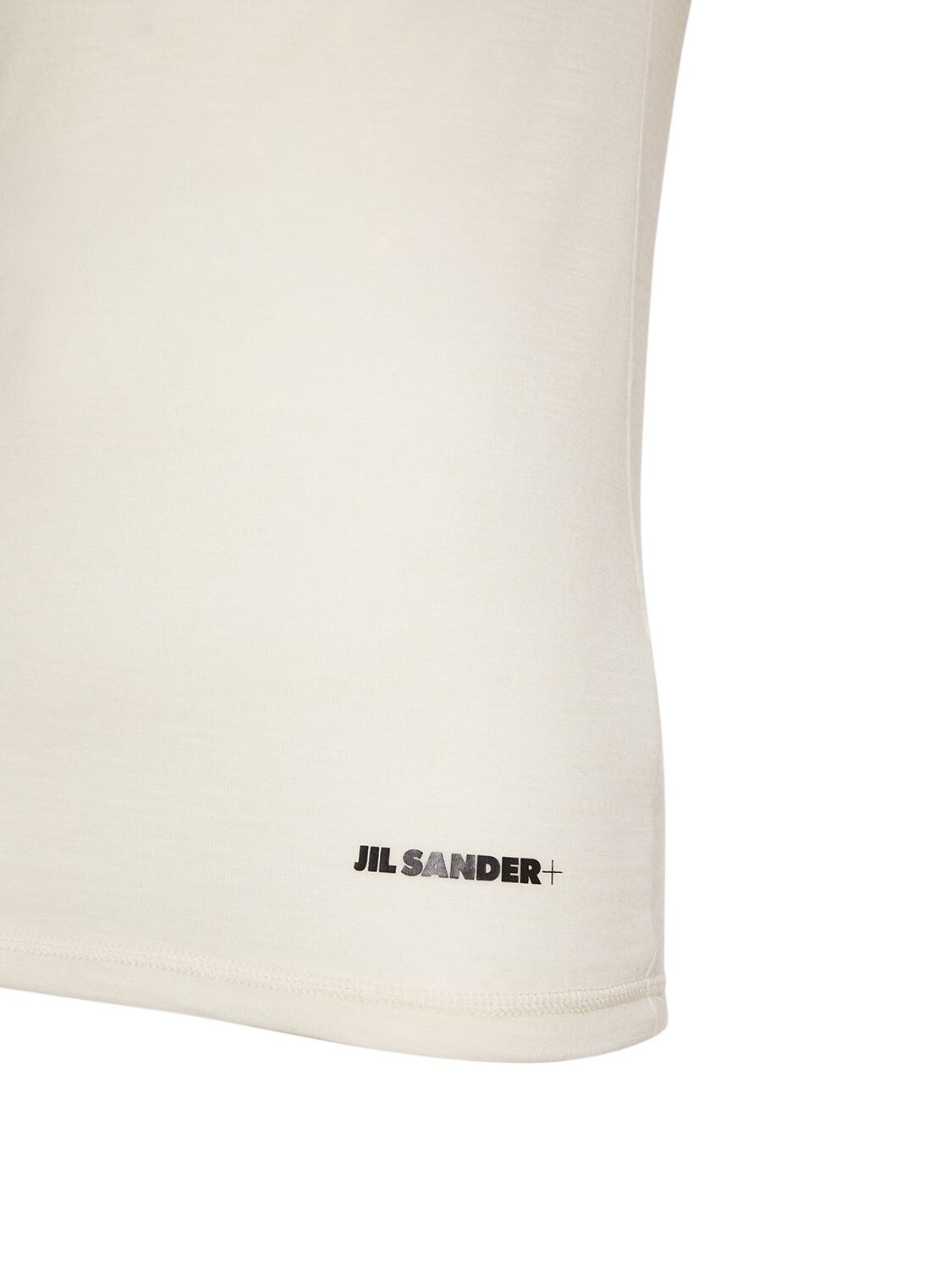 Shop Jil Sander Logo Wool Blend Jersey Top In Natural