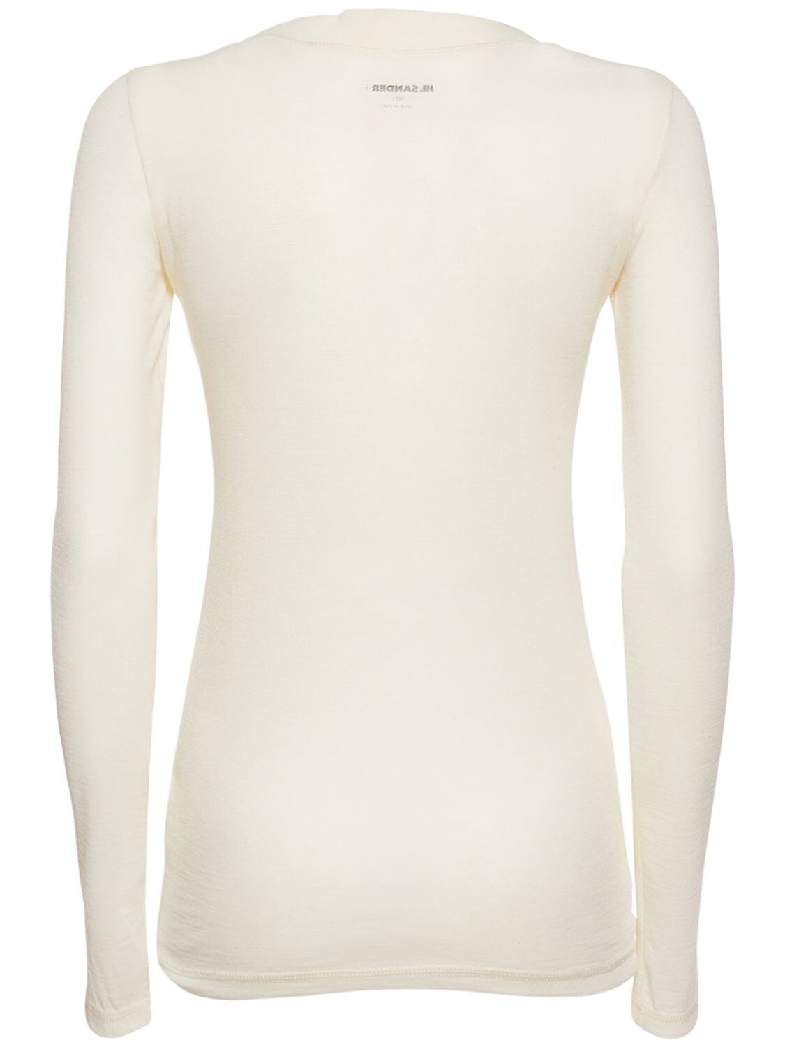 Shop Jil Sander Logo Wool Blend Jersey Top In Natural