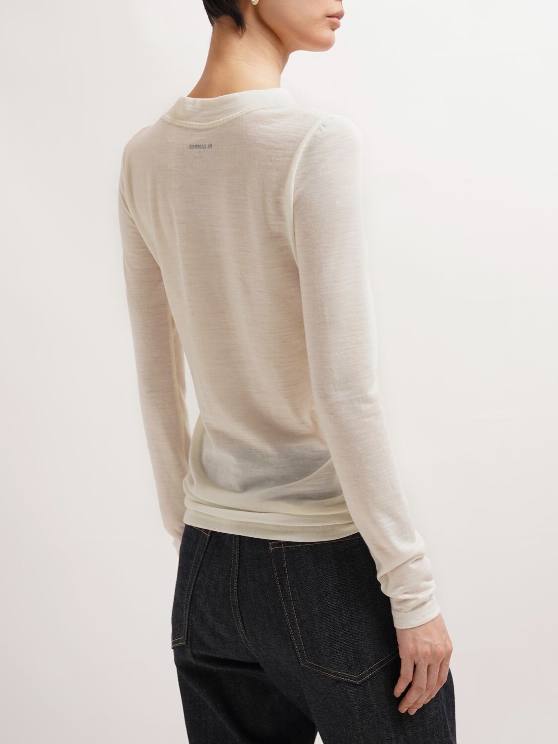 Shop Jil Sander Logo Wool Blend Jersey Top In Natural