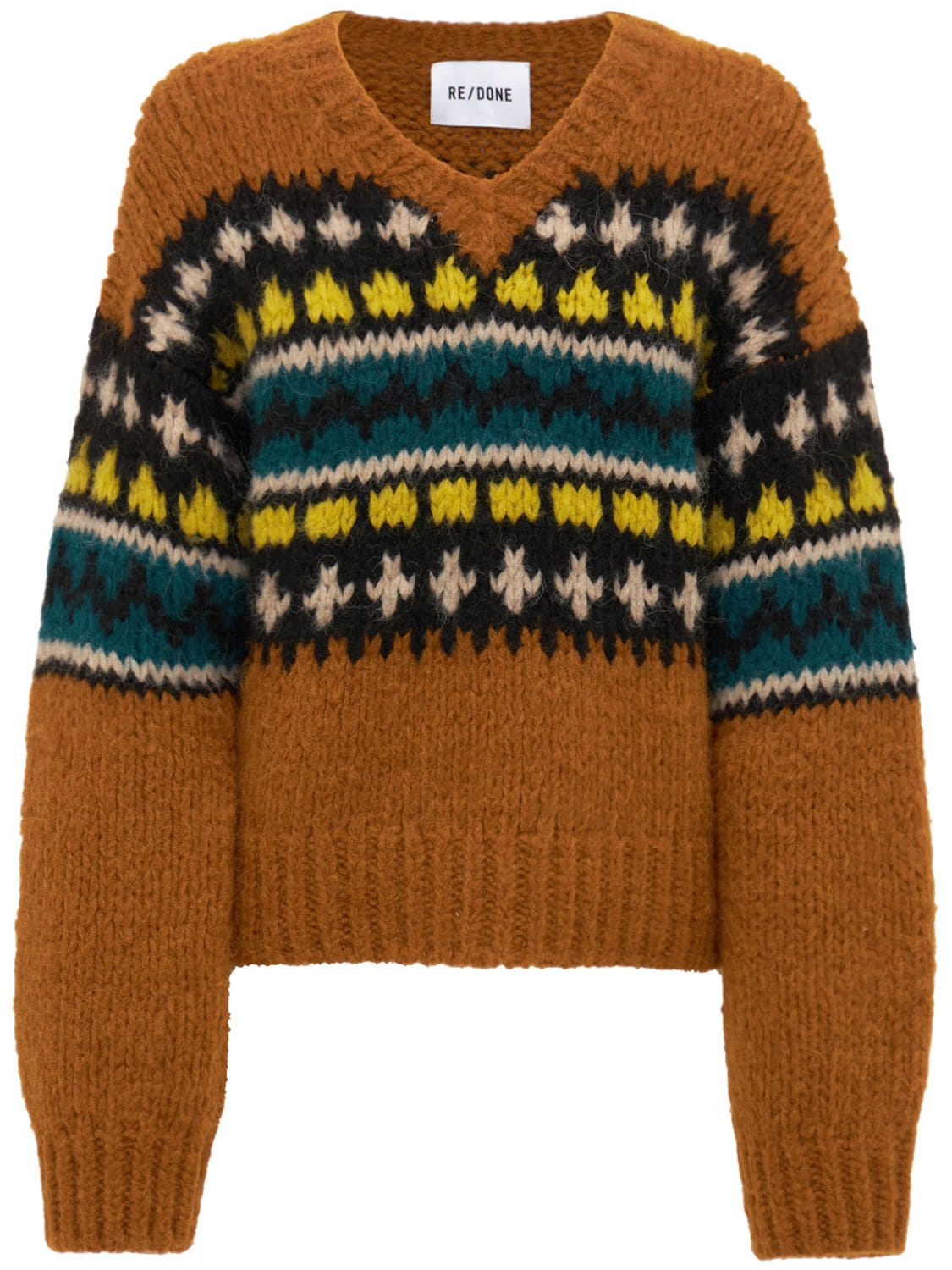 RE/DONE INTARSIA ALPACA BLEND KNIT SWEATER