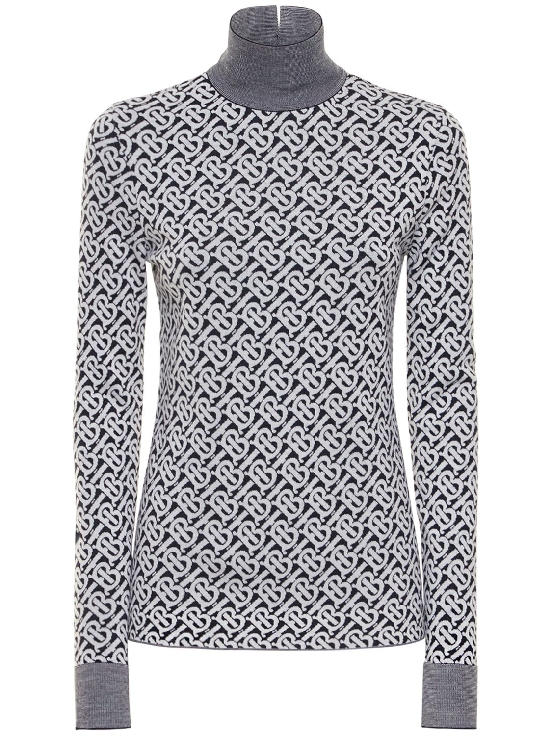 BURBERRY Nicky Wool Monogram Turtleneck Sweater for Women