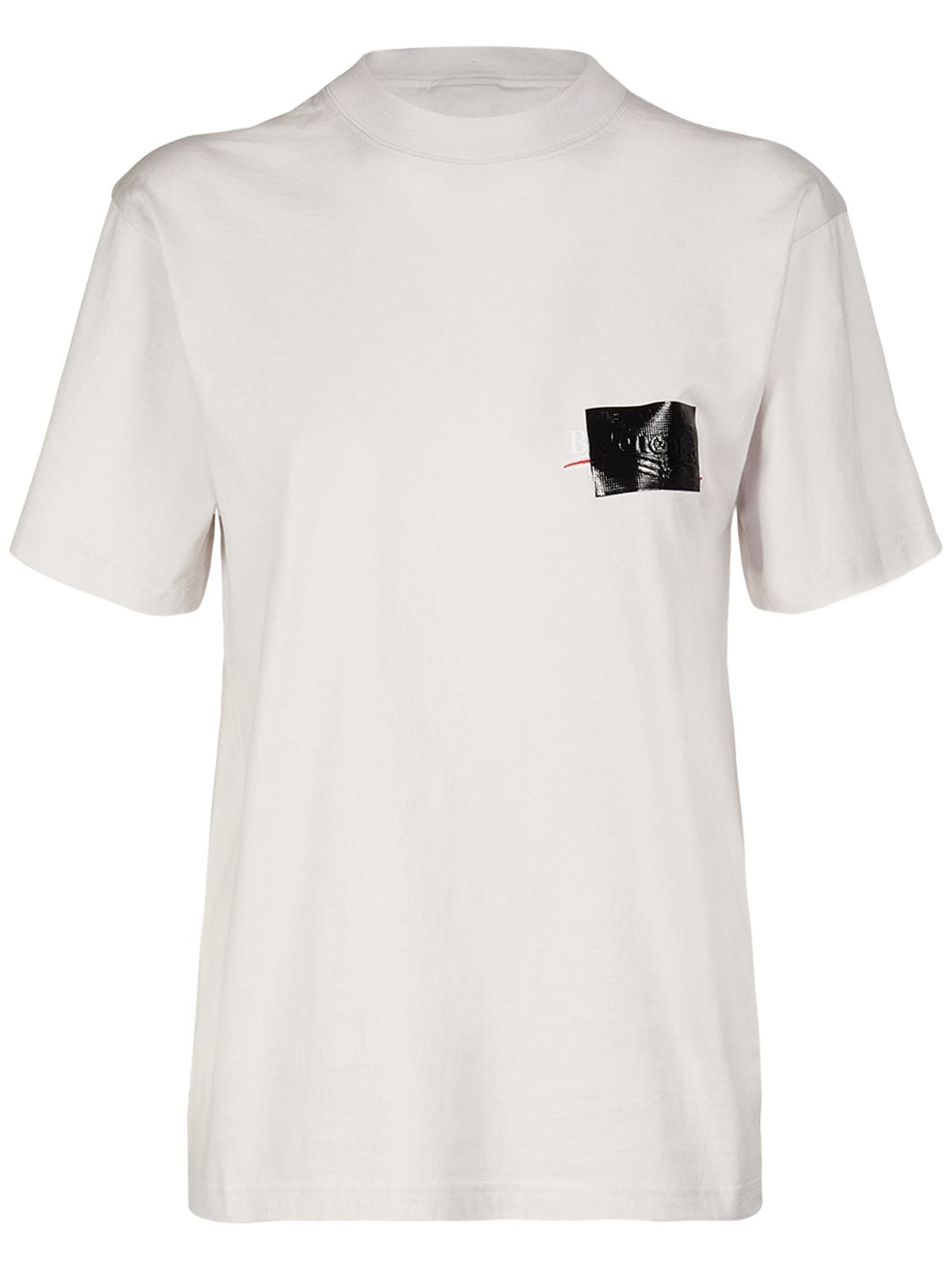 Balenciaga Tubular Cotton T-shirt In Ecru,black