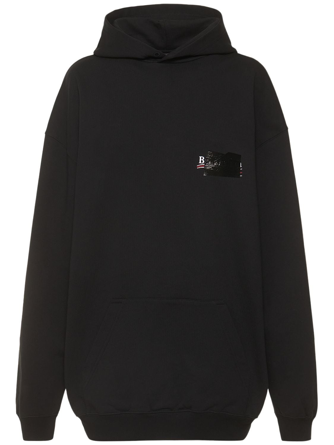 Balenciaga Medium Fit Cotton Sweatshirt In Black,white