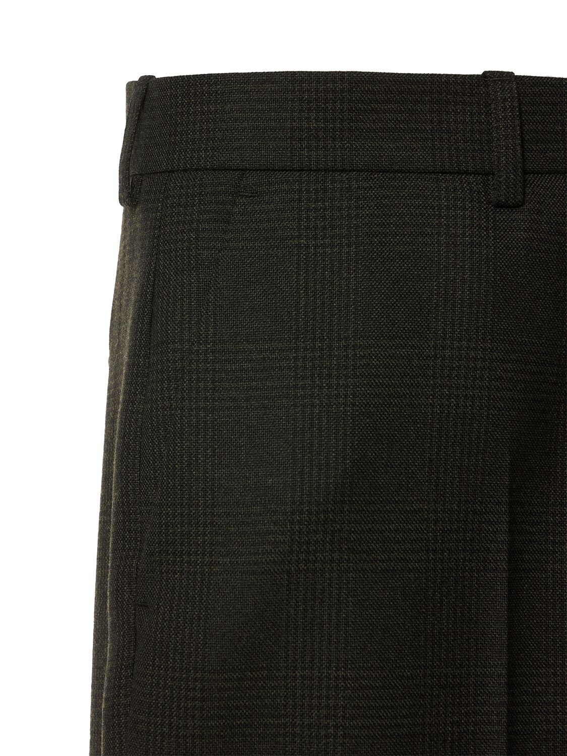 Shop Balenciaga Wool Cropped Pants In Khaki,black