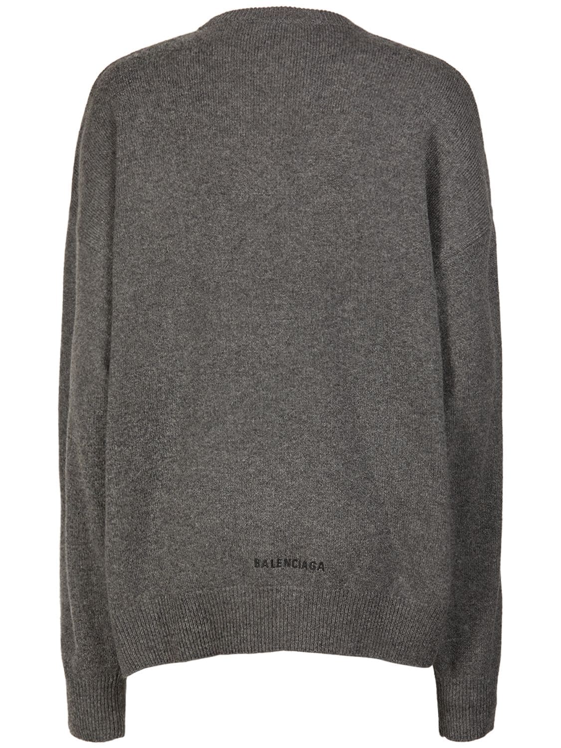 Shop Balenciaga Cashmere Crewneck Sweater In Anthracite