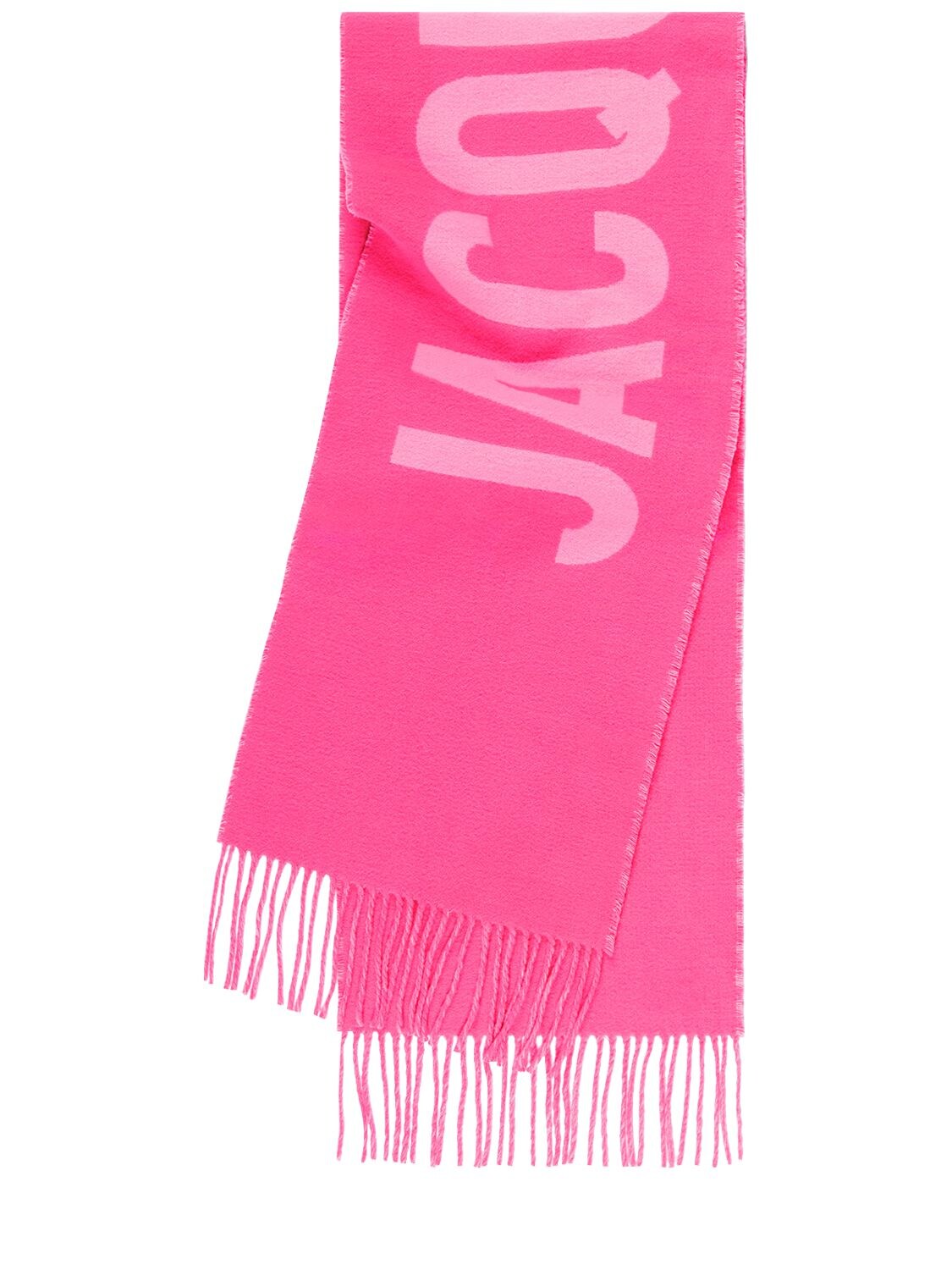 Shop Jacquemus L'echarpe Logo Wool Scarf In Pink