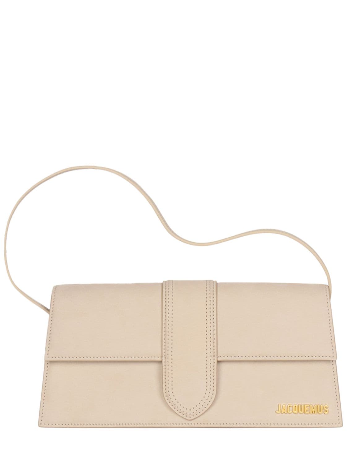 Jacquemus Le Bambino Long Leather Shoulder Bag In Dark Beige