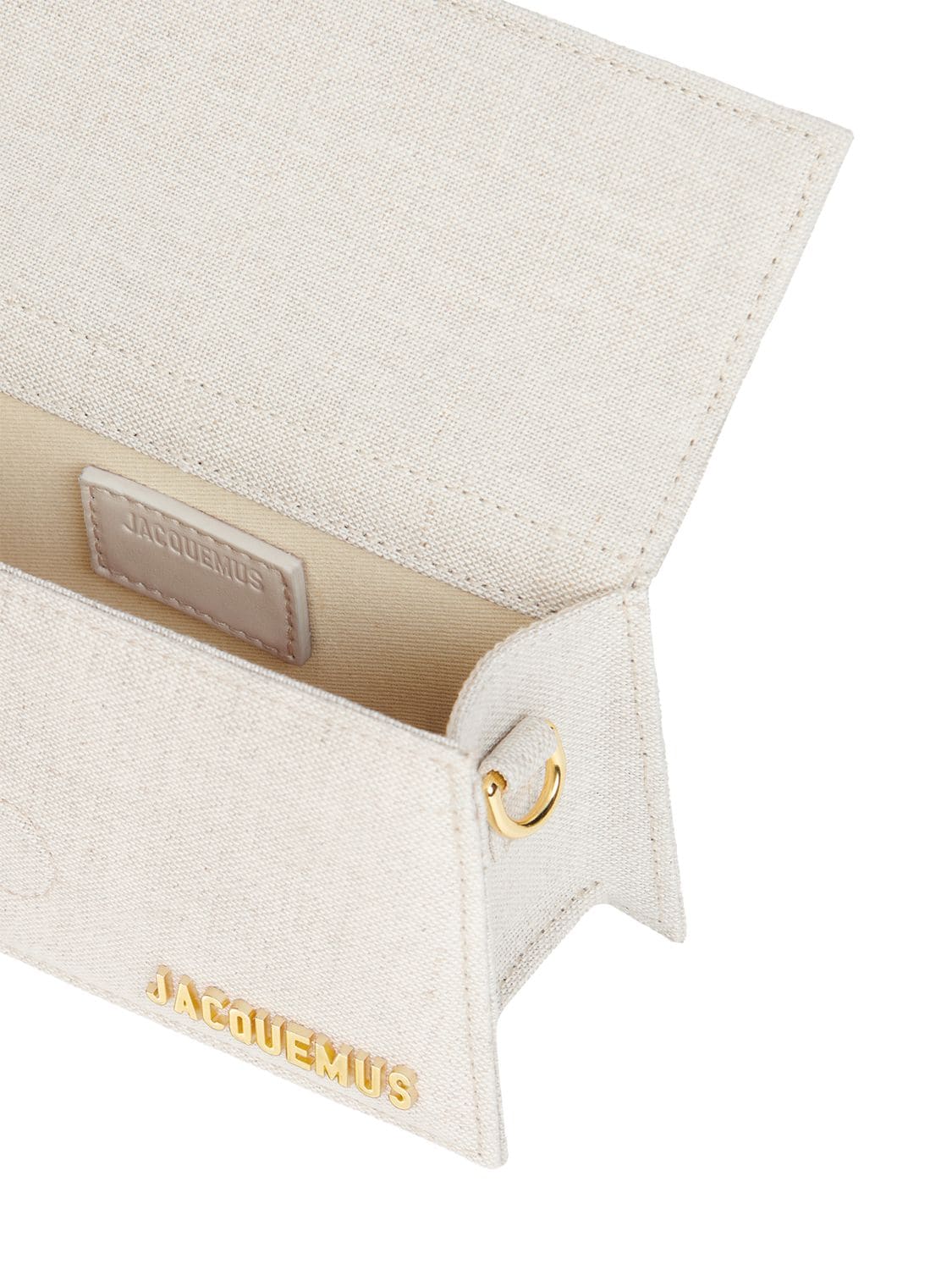 Shop Jacquemus Le Bambino Cotton & Linen Top Handle Bag In Light Greige