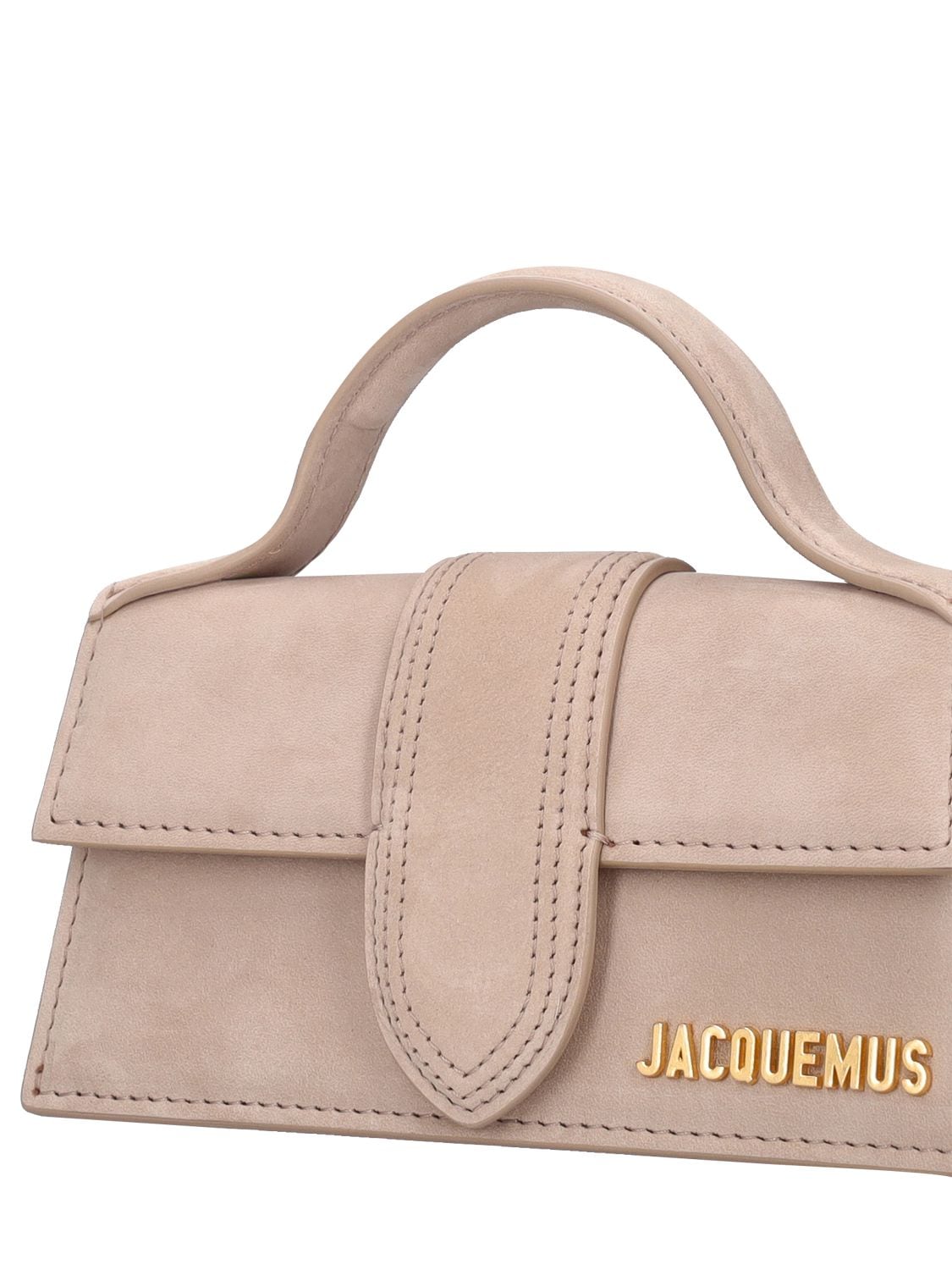 Shop Jacquemus Le Bambino Nubuk Top Handle Bag In Dark Beige