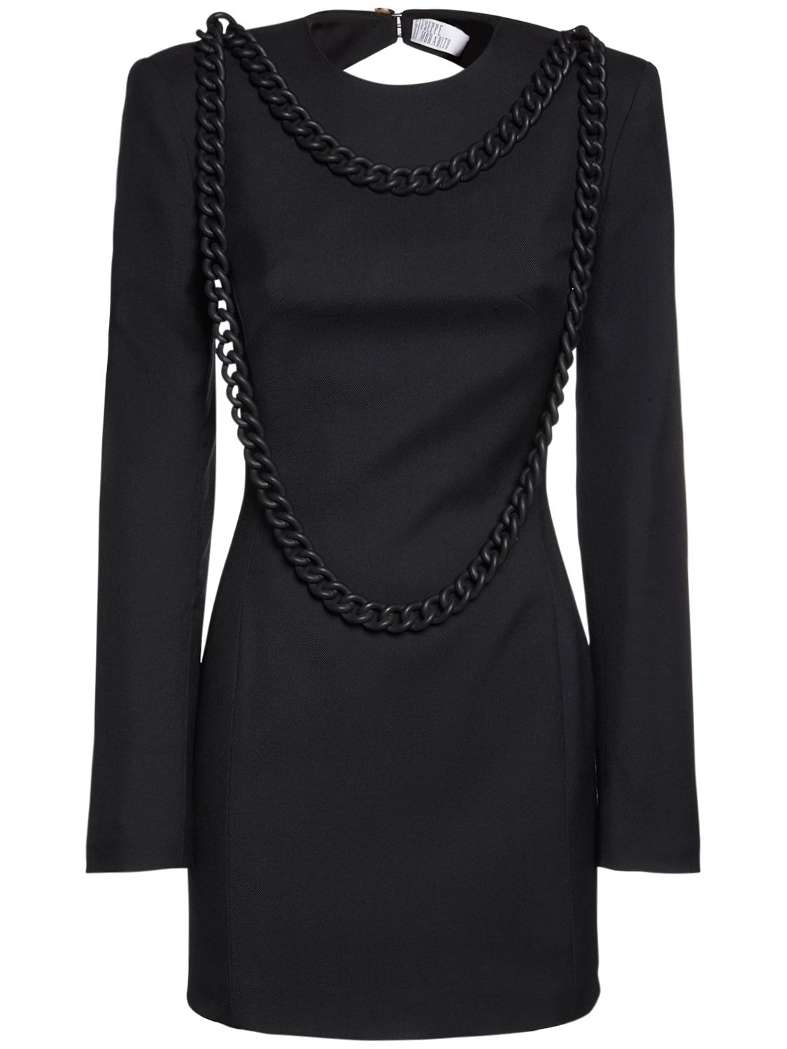 Giuseppe Di Morabito Wool Mini Dress W/chain Detail In Black