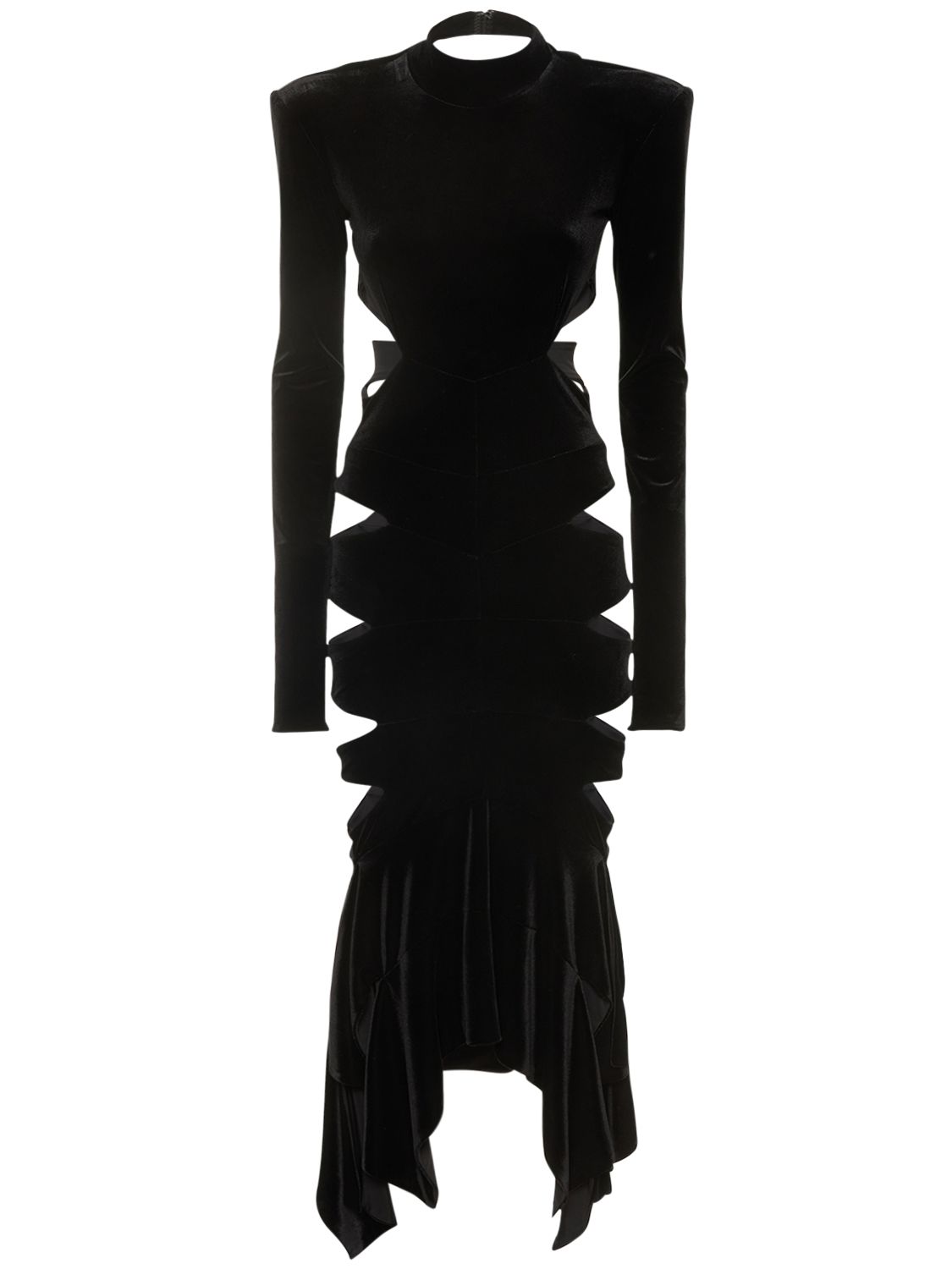 long sleeve sequin cocktail dress Marienne Black Velvet Mini - US 6 Black Wrap Top Long Legs/Castors:Legs halloween fashion The dress features silver