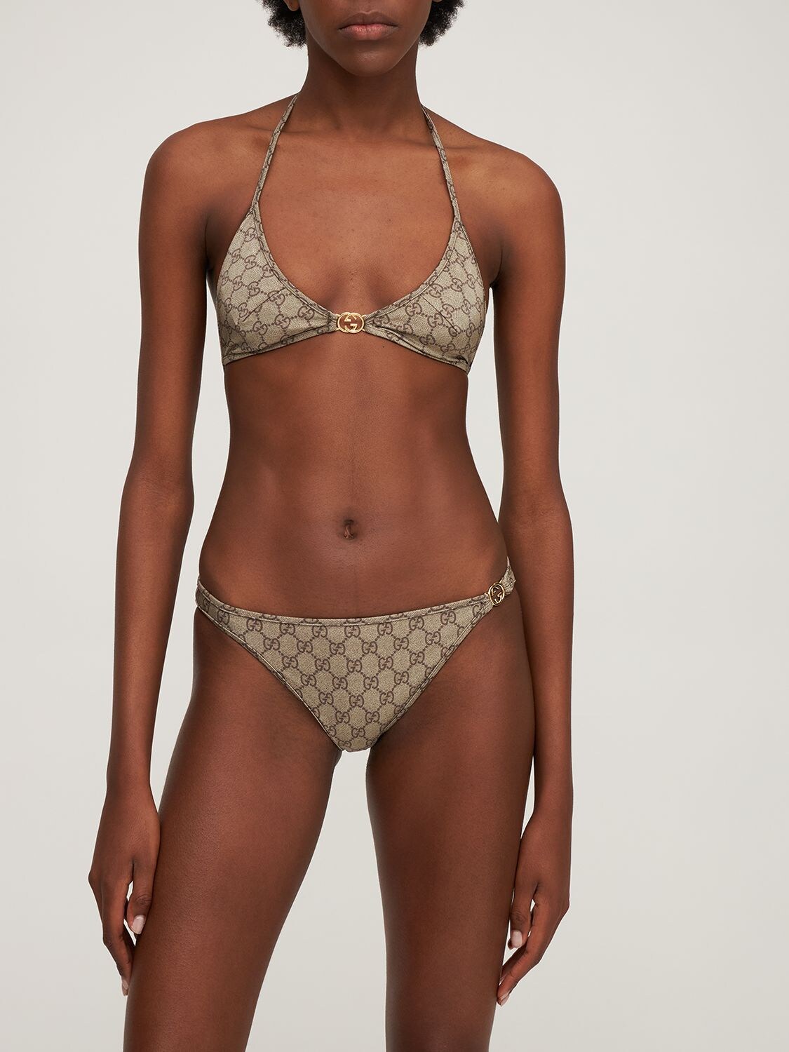 Gucci Embellished Printed Bikini - Beige - Xxs