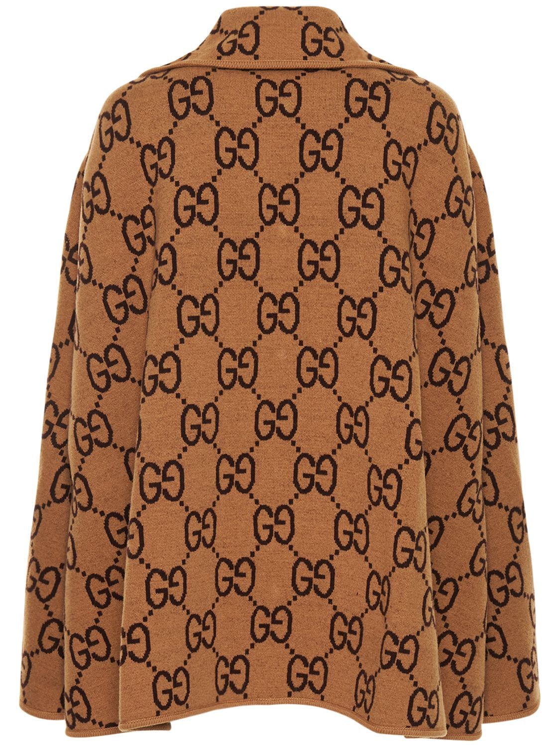 Shop Gucci Fine Wool Cape In Camel,brown