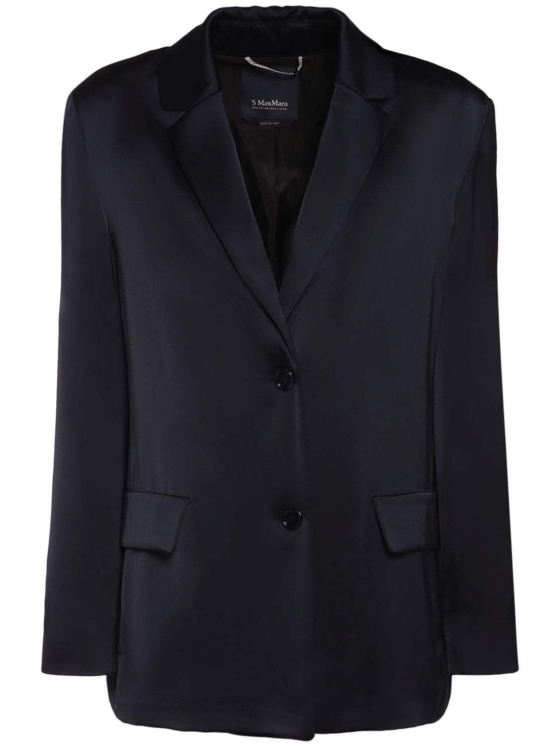 's Max Mara Lucilla Viscose Blend Satin Blazer In Dark Blue | ModeSens