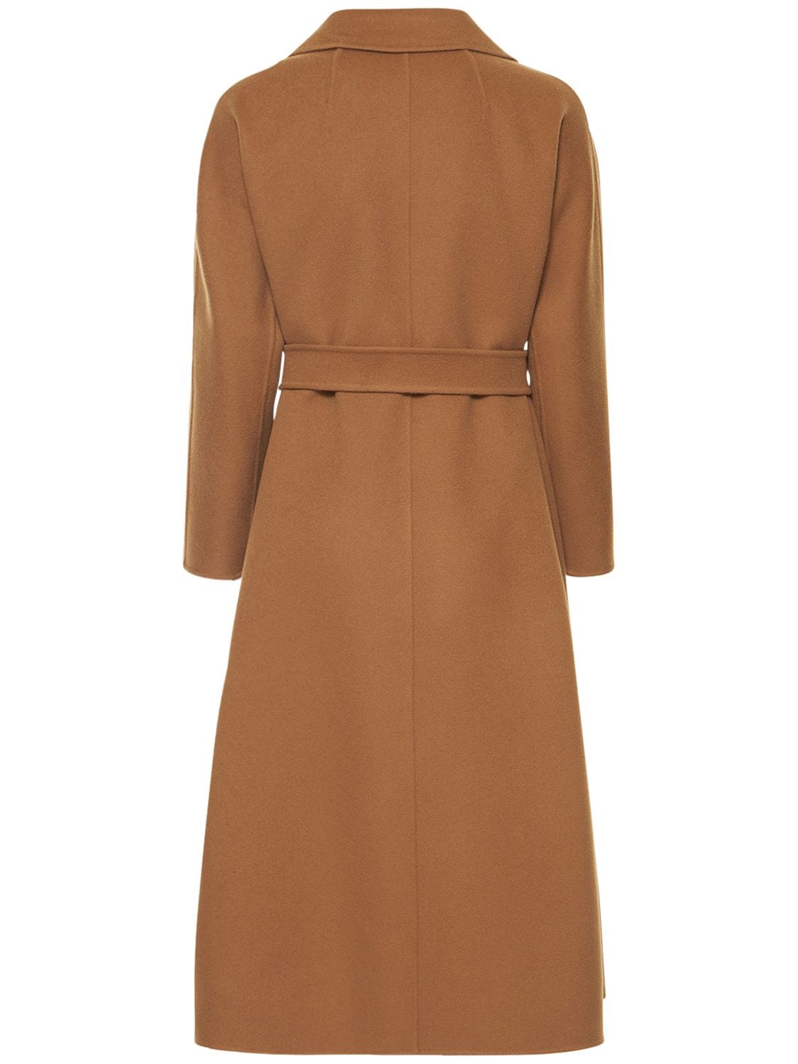 Shop 's Max Mara Esturia Belted Double Wool Long Coat In Perfect Camel