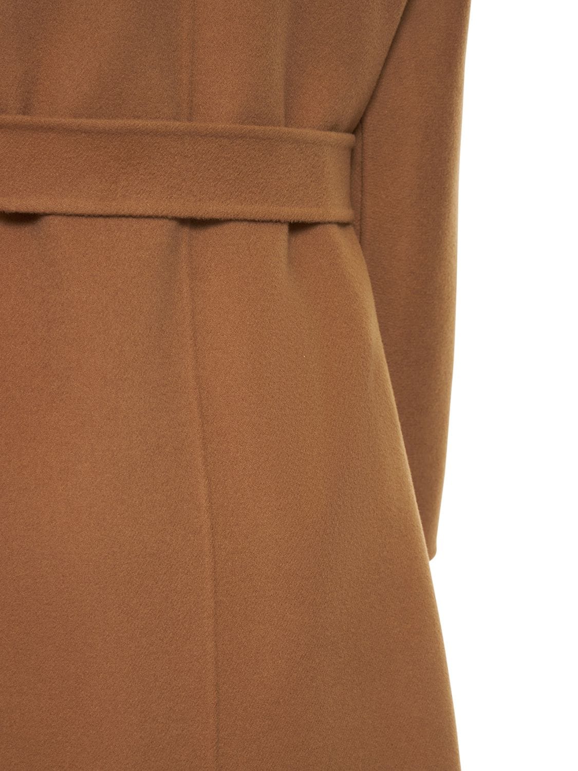 Shop 's Max Mara Esturia Belted Double Wool Long Coat In Perfect Camel