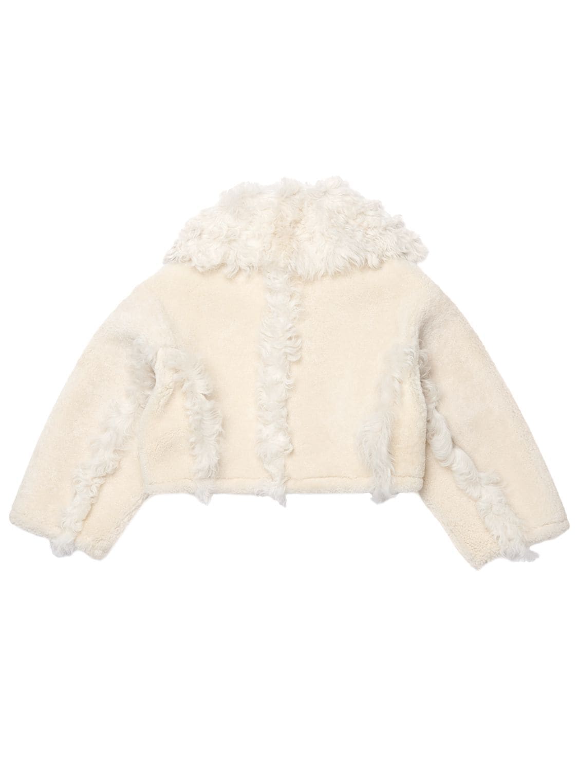 Shop Jacquemus La Veste Piloni Cropped Fur Jacket In Off-white