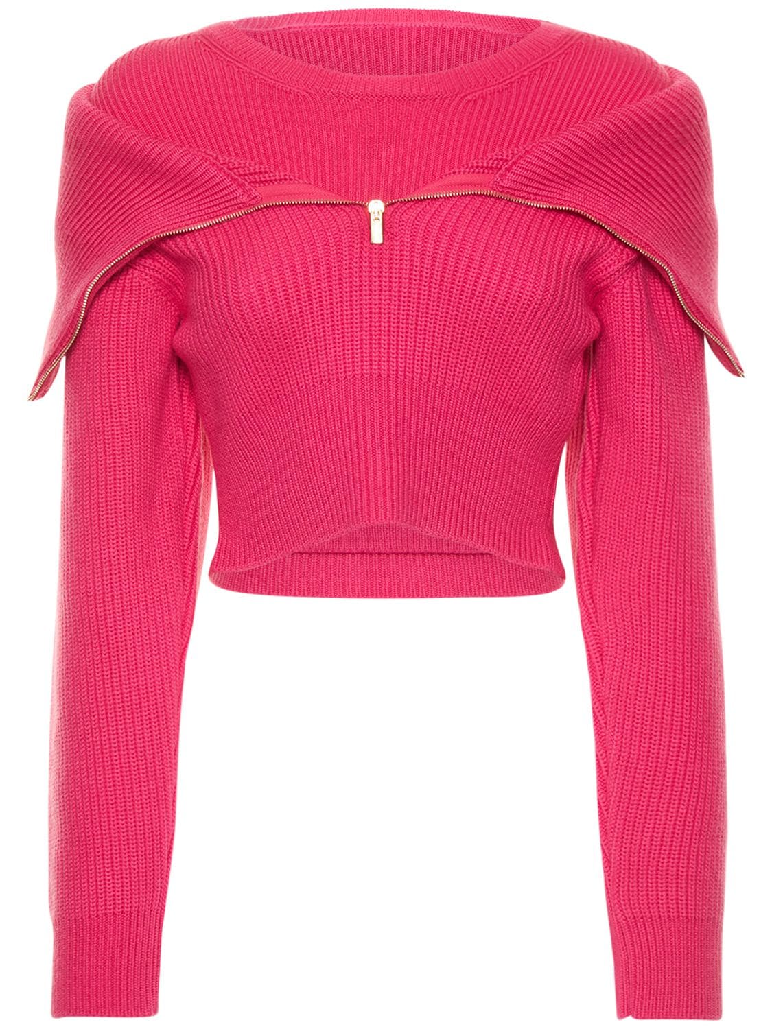Jacquemus La Maille Risoul Cropped Wool Jumper In Pink | ModeSens