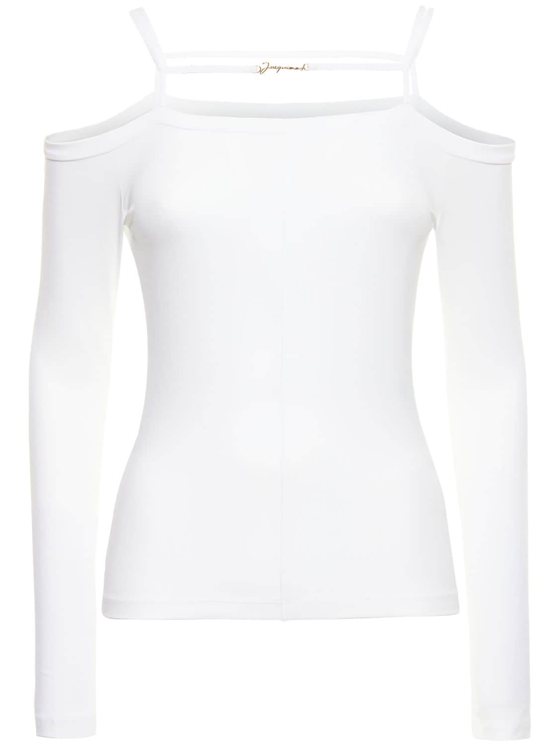 Shop Jacquemus Le T-shirt Sierra Sheer Jersey Top In White