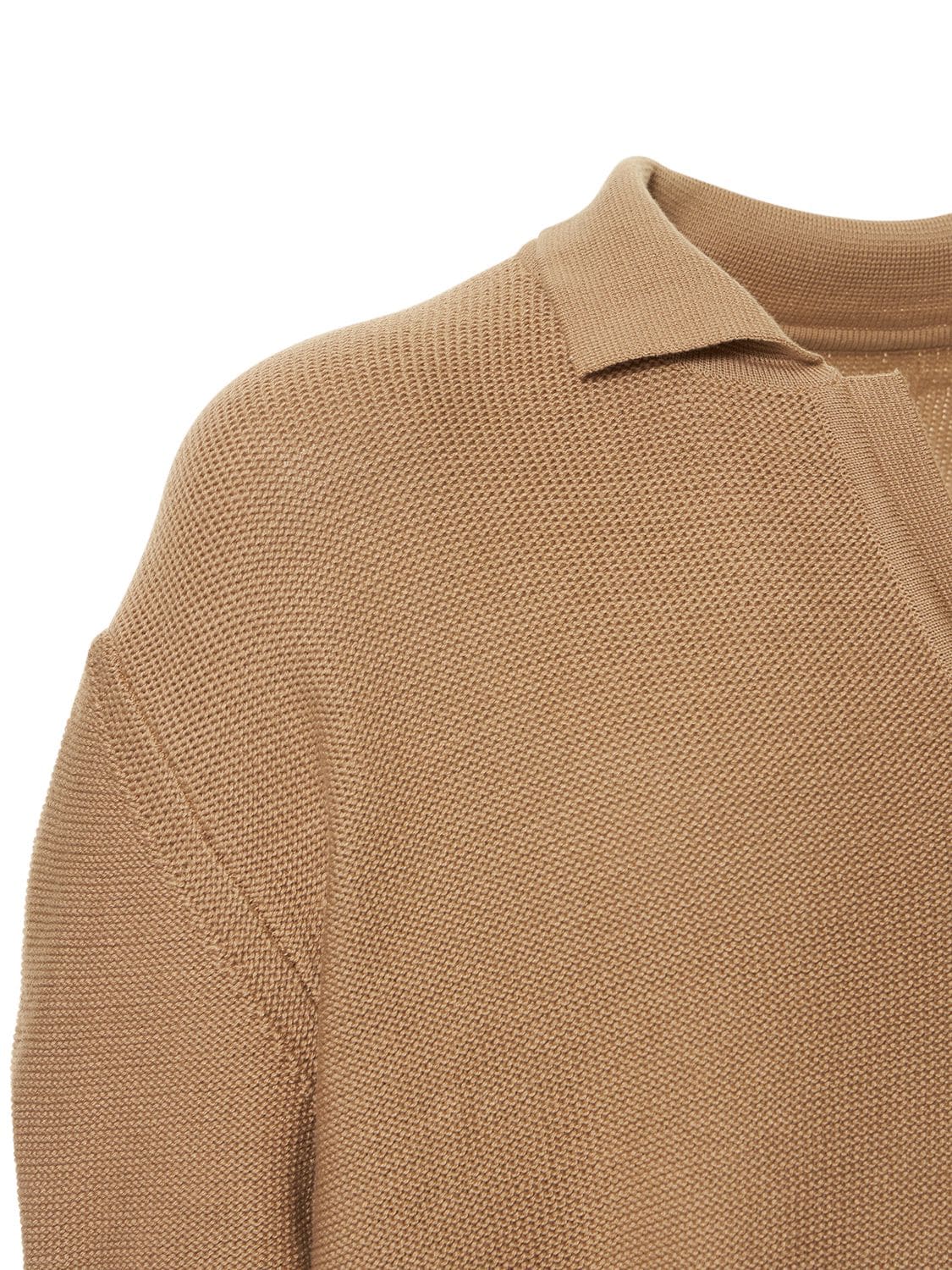 Shop Flaneur Homme Cotton Blend Knitted Polo In Brown