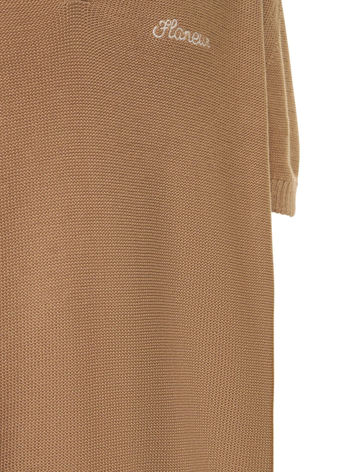 Shop Flaneur Homme Cotton Blend Knitted Polo In Brown