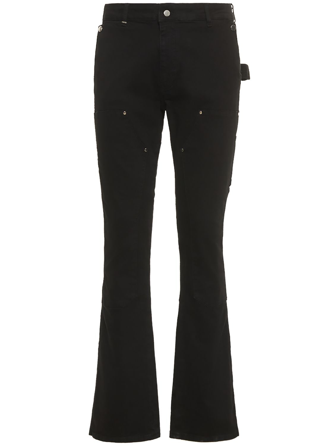 Flaneur Homme Carpenter Flared Straight Cotton Jeans In Black