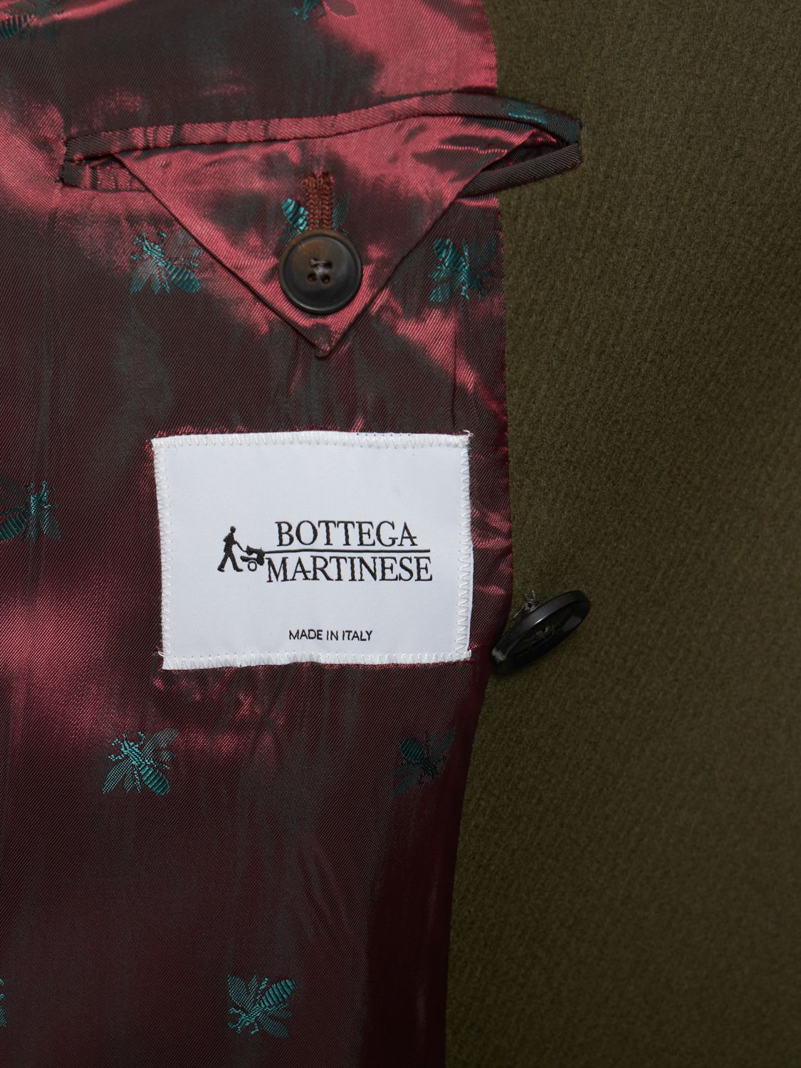 Shop Bottega Martinese Double Breast Wool Blend Long Coat In Green