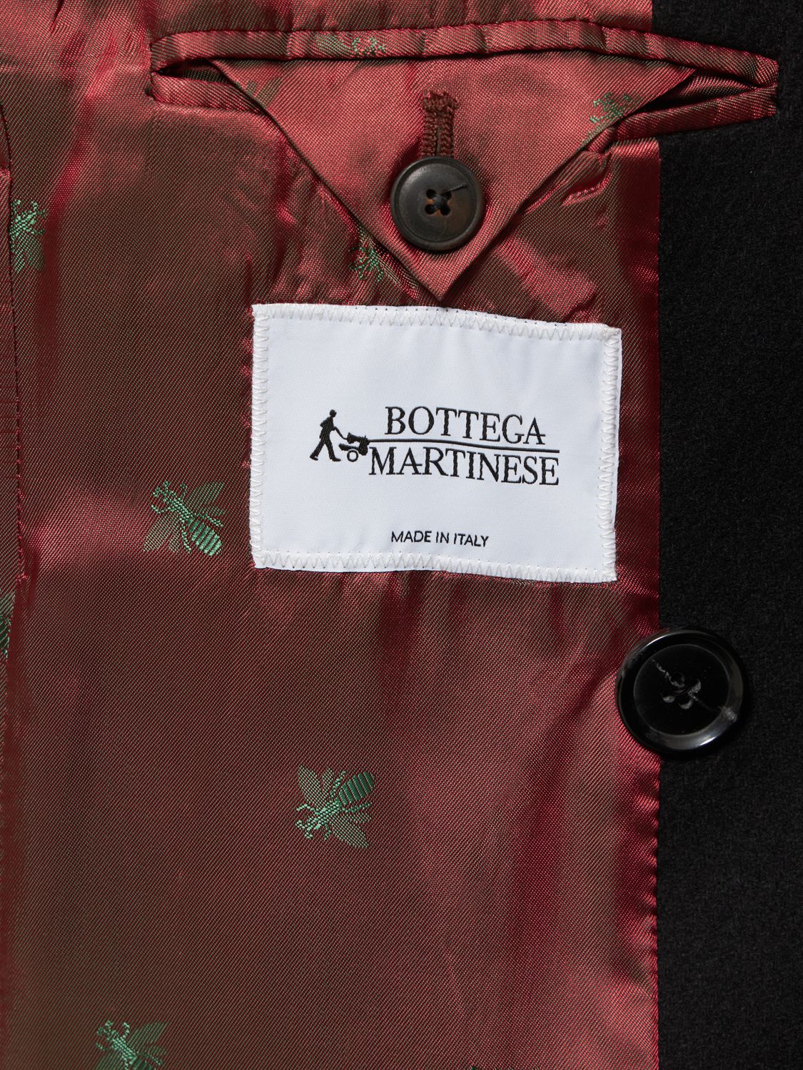 Shop Bottega Martinese Double Breast Wool Blend Long Coat In Black