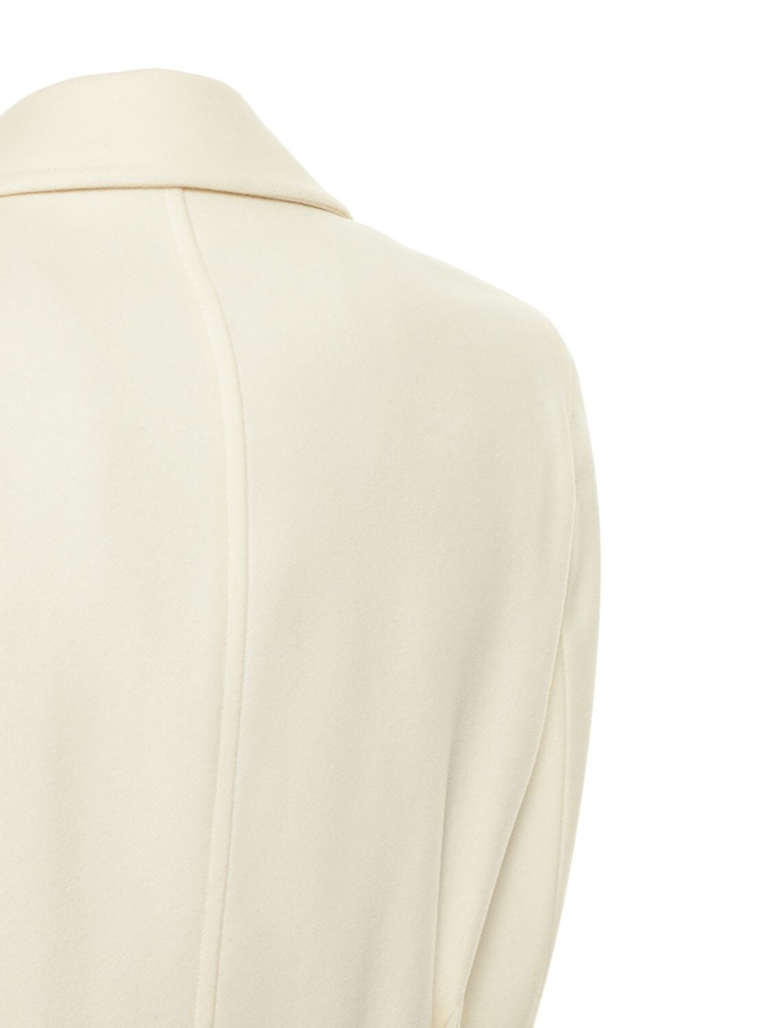 Shop Bottega Martinese Double Breast Wool Blend Coat In White