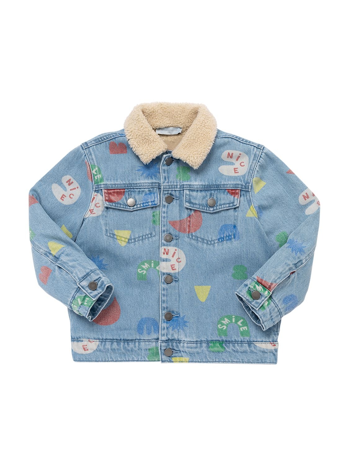 Stella Mccartney Kids' Graphic-print Button-up Denim Jacket In Azzurro ...