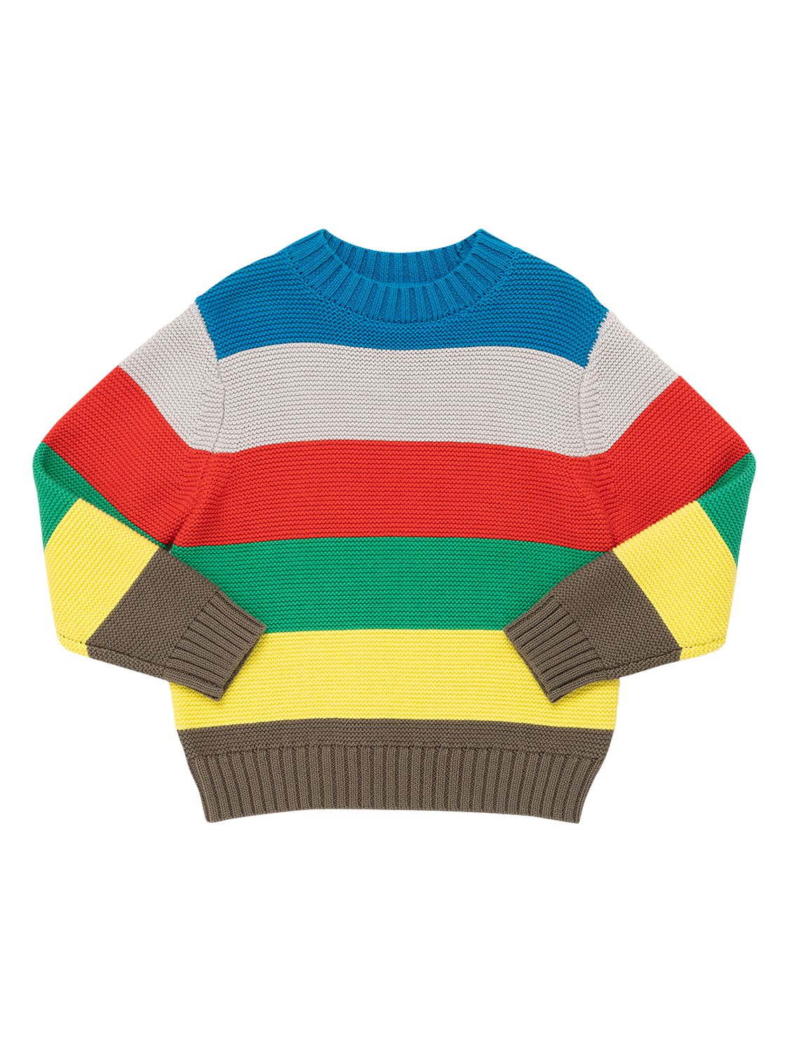 Stella Mccartney Kids Wool And Cotton Sweater With Multicolored Stripes Pattern In Multicolor