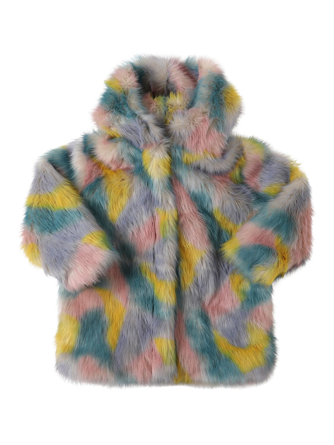 Stella Mccartney Kids' Tie Dye Faux Fur Coat In Multicolor