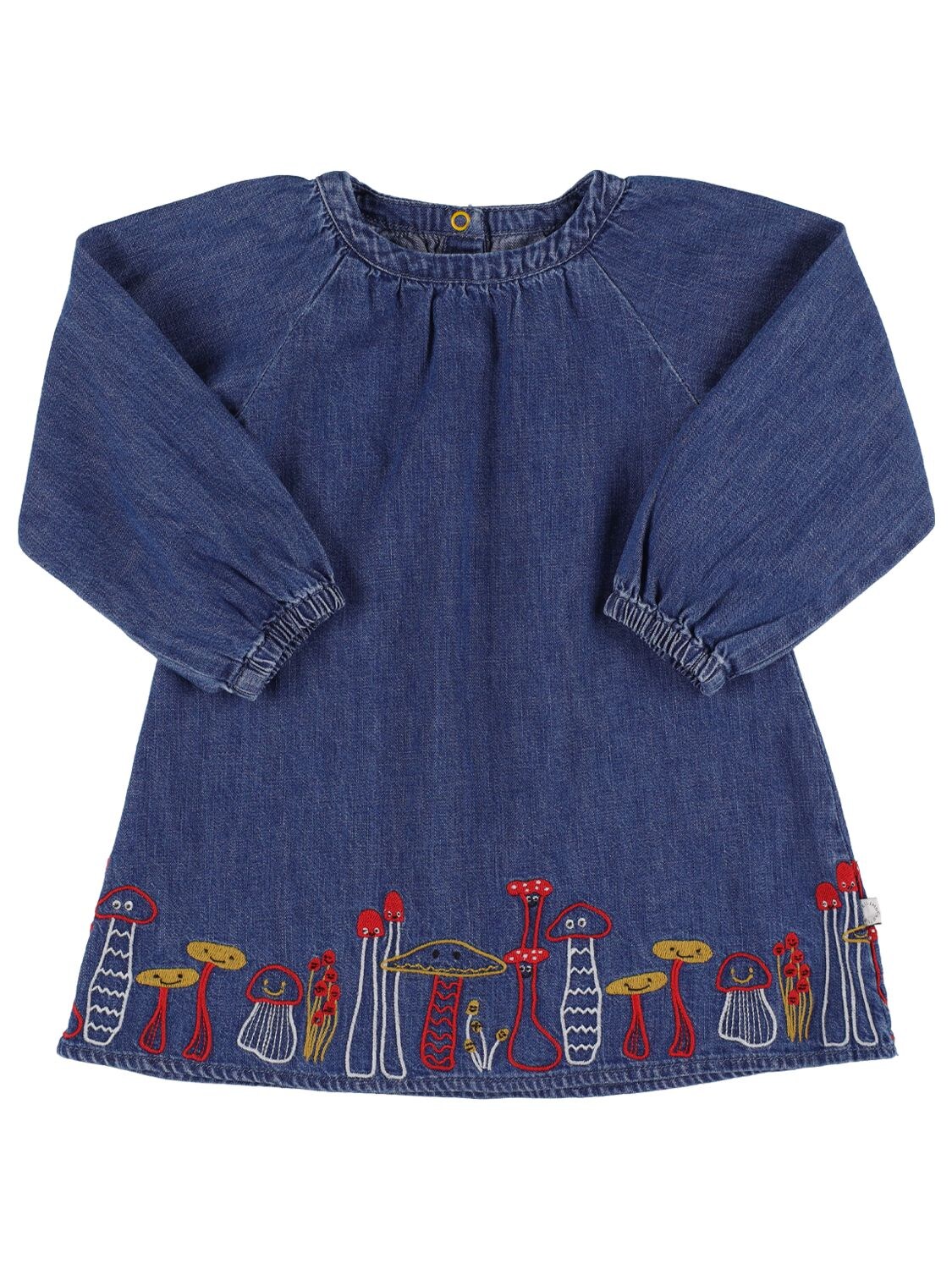 STELLA MCCARTNEY EMBROIDERED LIGHT ORGANIC DENIM DRESS