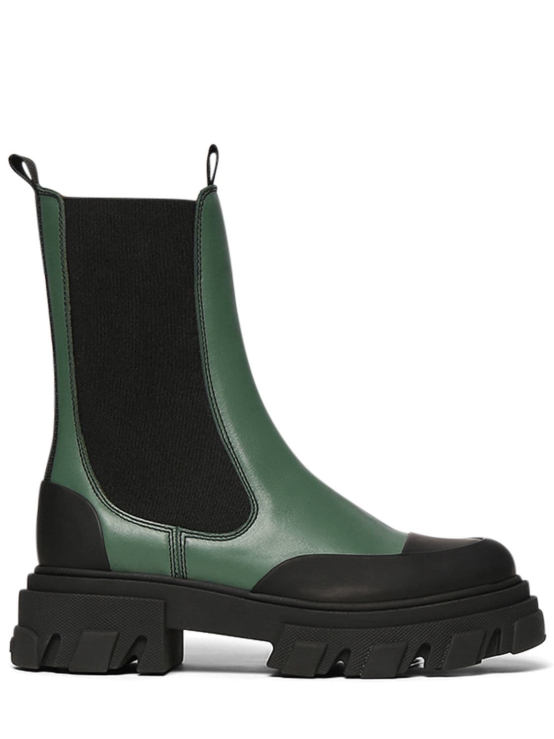 GANNI 50mm Cleated Mid Leather Chelsea Boots