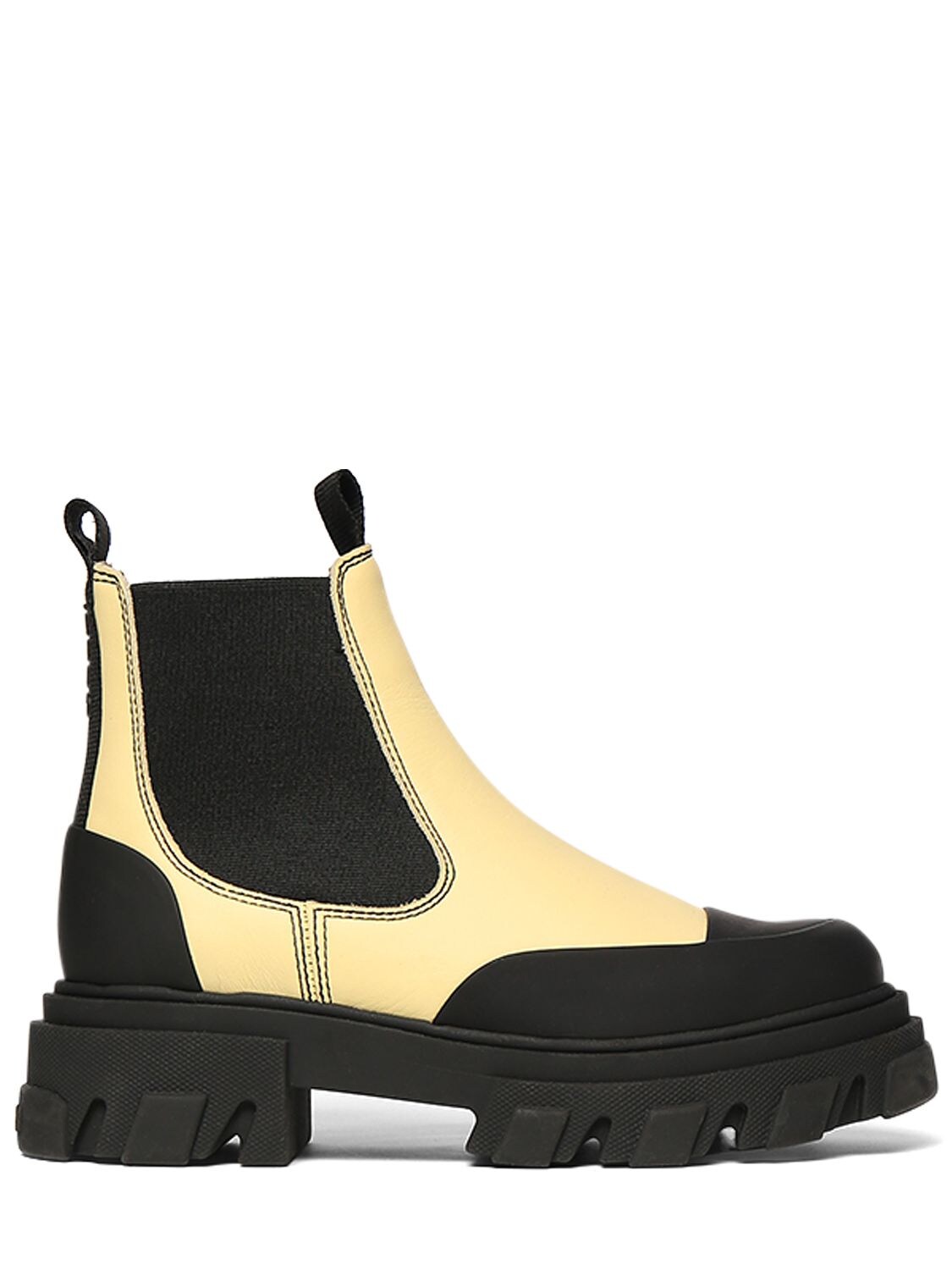 GANNI 50mm Cleated Low Leather Chelsea Boots