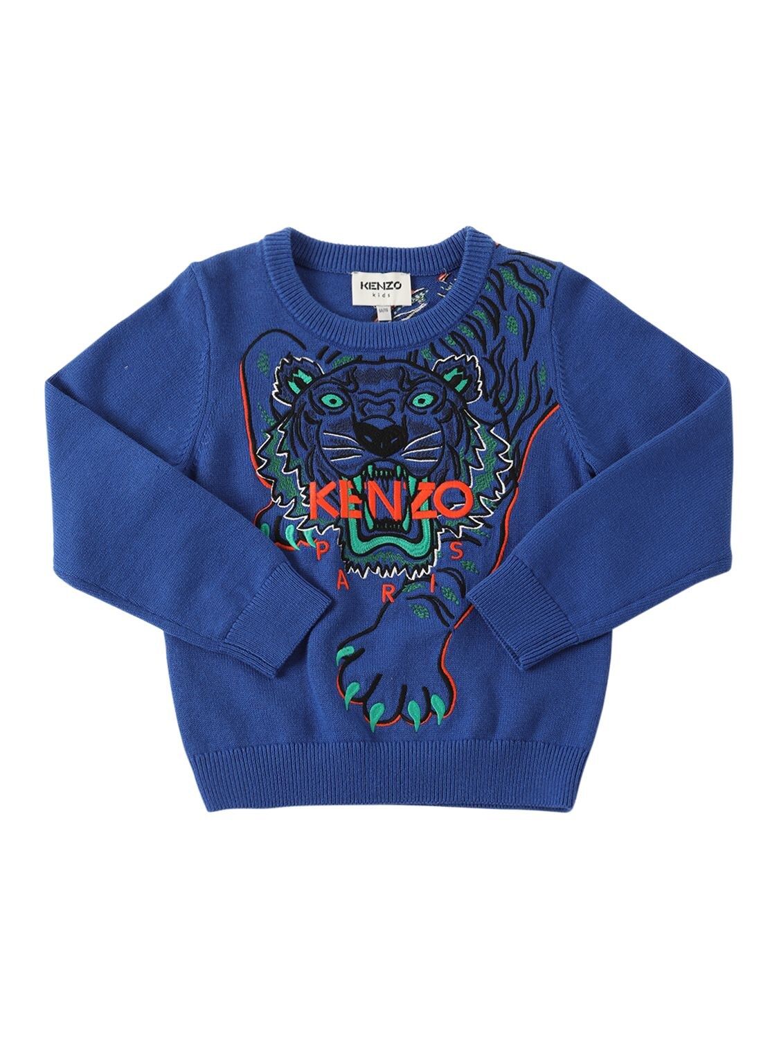 KENZO EMBROIDERED COTTON & CASHMERE SWEATER